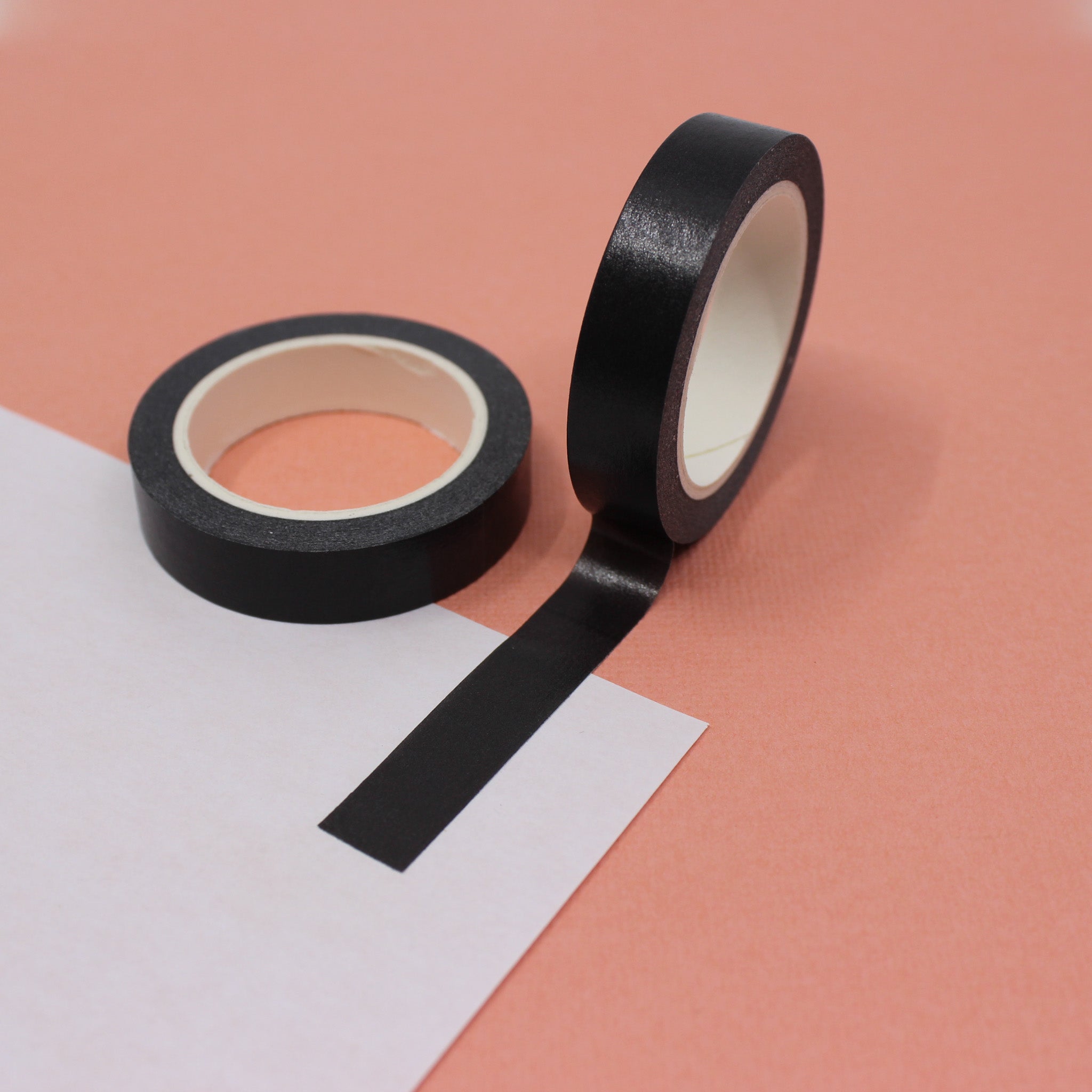 Infuse your projects with the elegance of black using our washi tape, adorned with a solid black design that adds a timeless and sophisticated element to your crafts. This tape is sold at BBB Supplies Craft Shop.