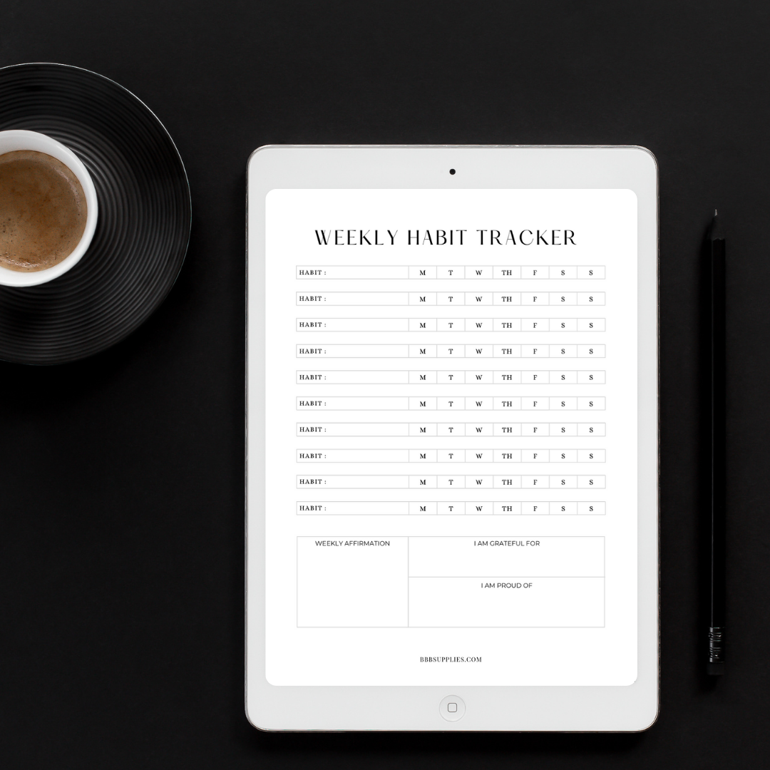 Free downloadable Printable weekly habit tracker from BBB Supplies Craft Shop