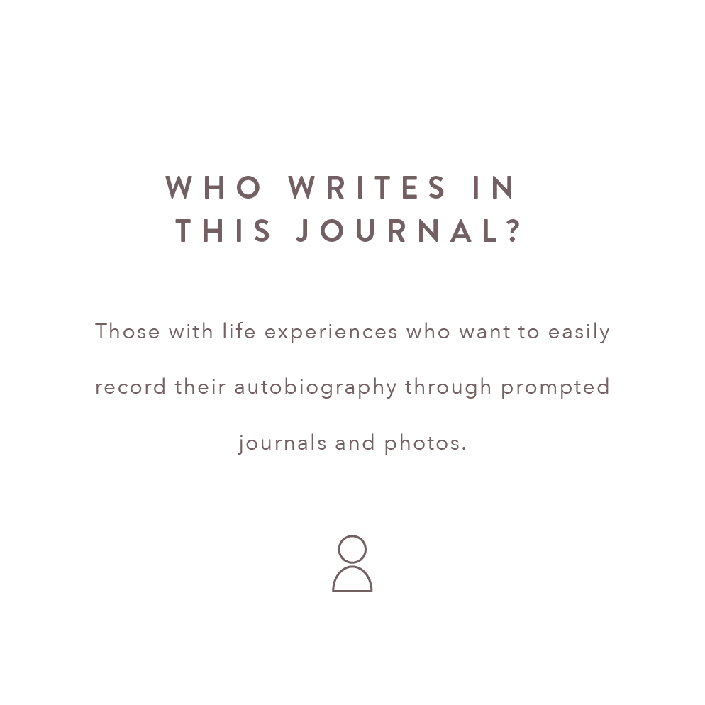 This grey Ccolor autobiography journal has prompts to help you write your story. This journal is from promptly and sold at BBB Supplies Craft Shop.