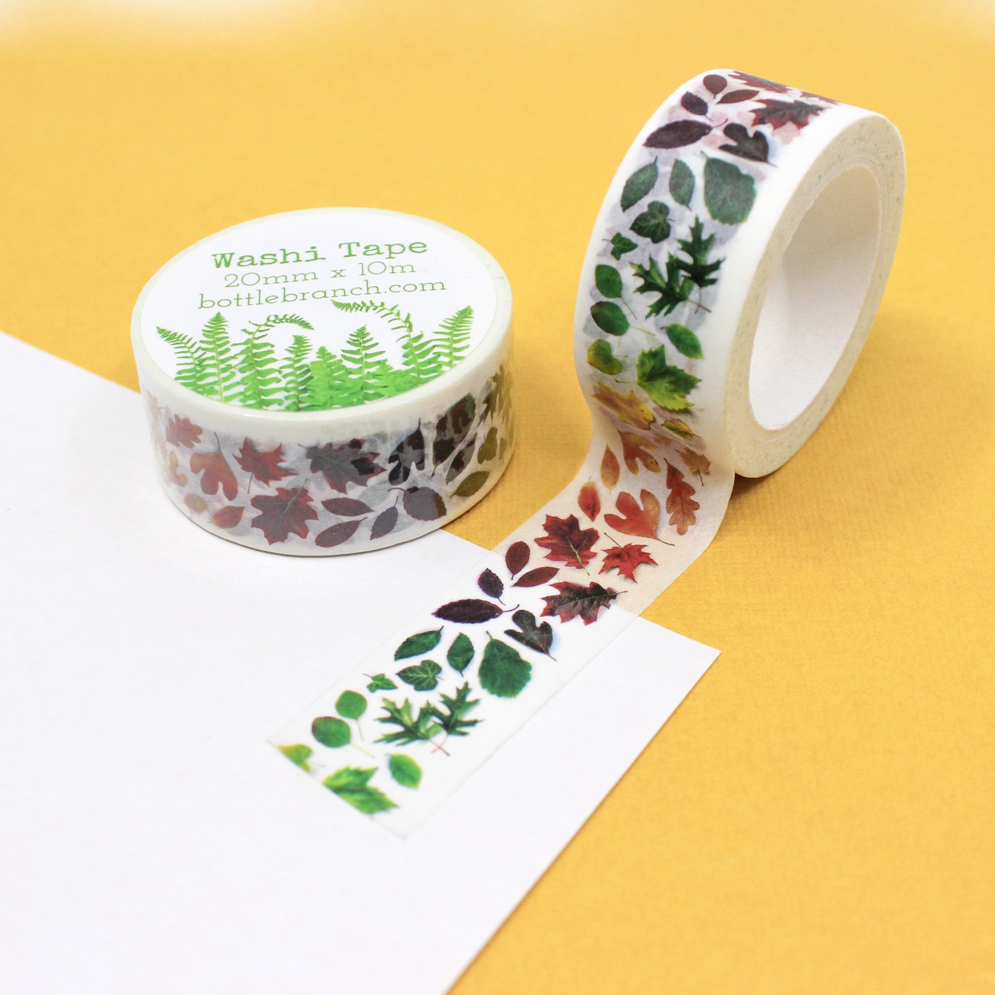 Embrace the beauty of fall with our vibrant autumn leaf washi tape, featuring a colorful assortment of leaves that capture the essence of the season. This tape is designed by Bottle Branch and sold at BBB Supplies Craft Shop.