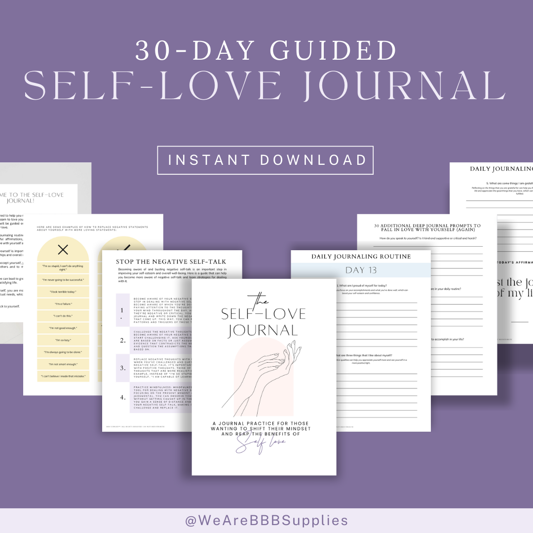 30-Day Guided Self-Love Journal | PDF Printable Download | BBB 