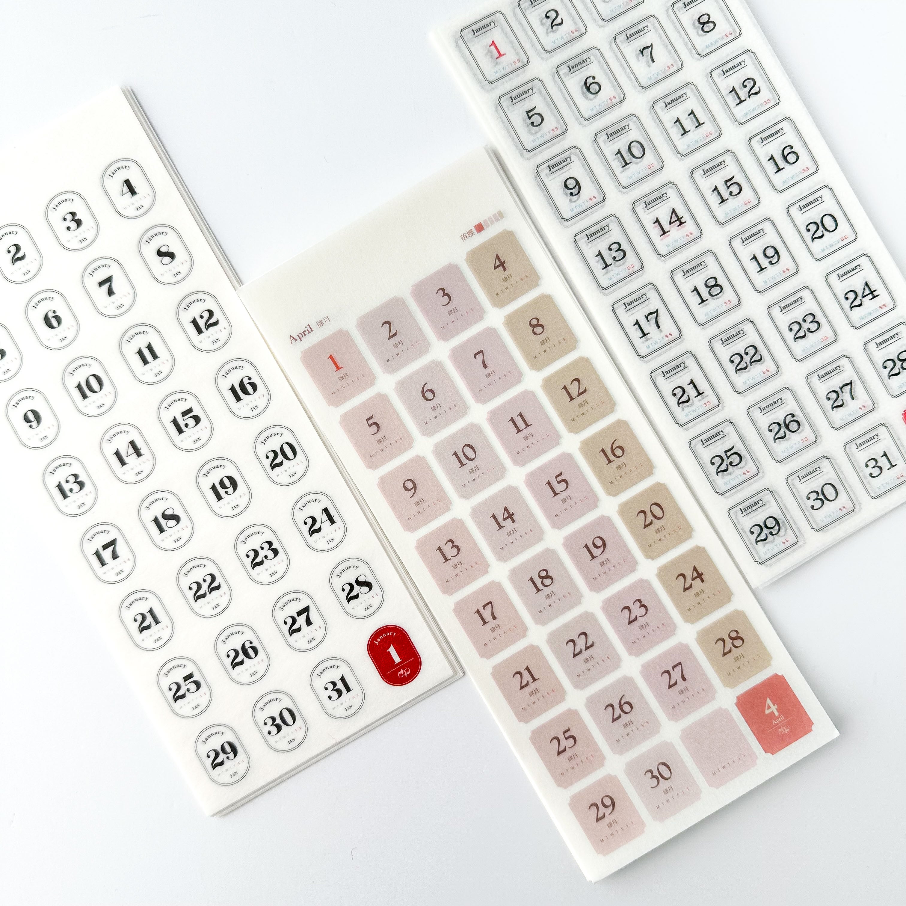 Pastel Monthly Days of the Week Stickers