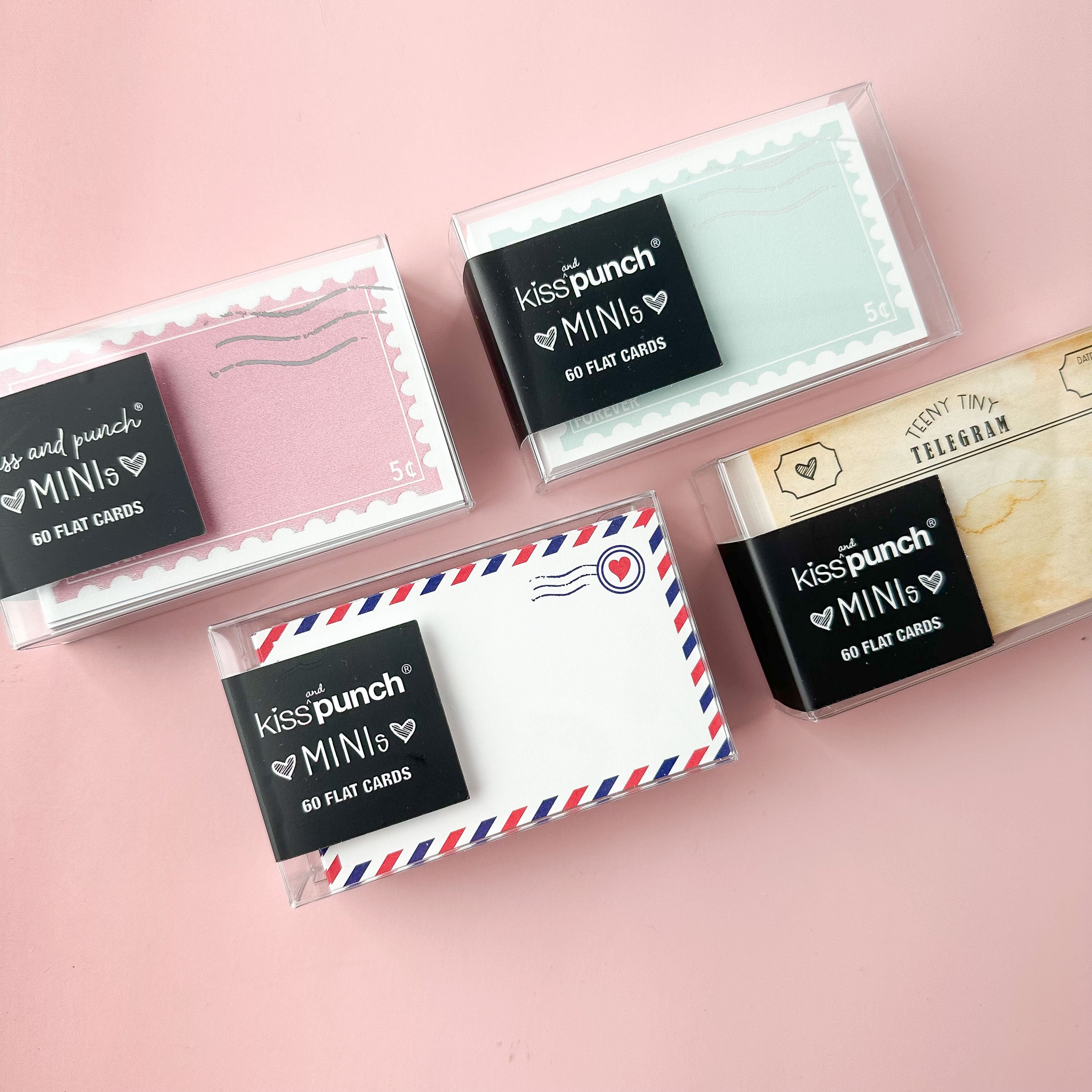 Holiday Airmail Style Mini Notecards featuring vintage airmail stripes and festive holiday motifs, perfect for sending holiday greetings, gift tags, or personal messages.