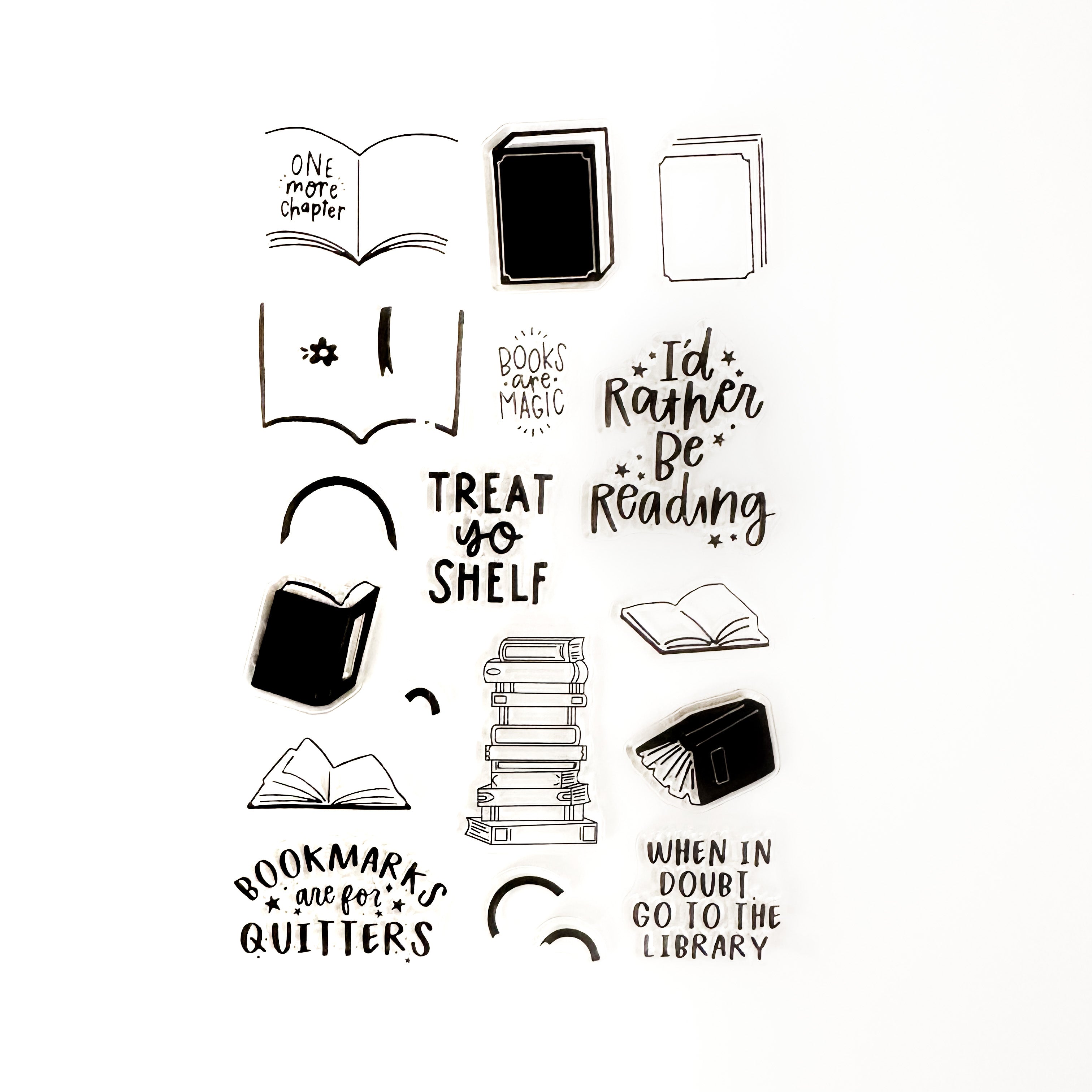 Add a touch of literary flair to your planner or journal with these charming stamps! Featuring book stacks and bookworm elements, these stamps are perfect for expressing your love for books and reading. Ideal for creating themed spreads or marking reading-related trackers. These stamps are sold at BBB Supplies Craft Shop.
