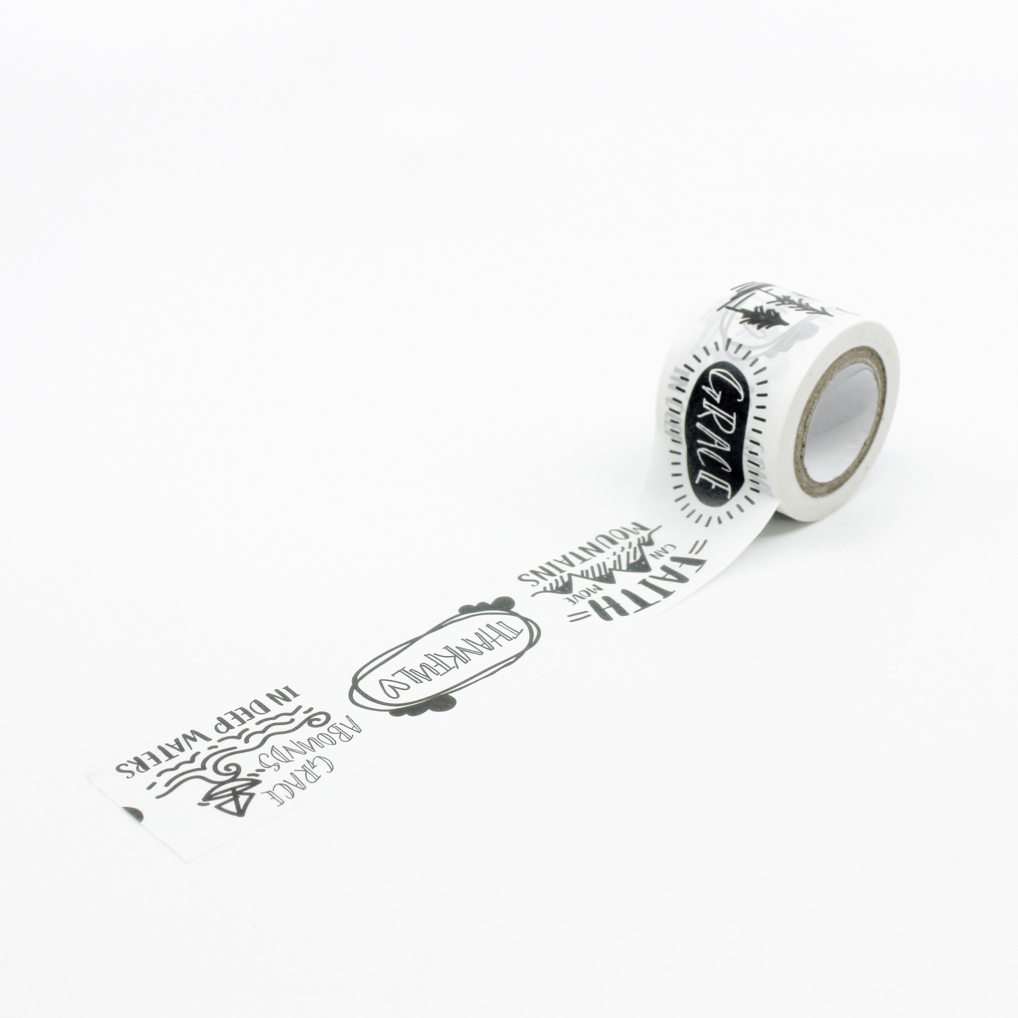 Celebrate your unwavering faith with our affirmation washi tape ideal for adding a profound and motivating touch to your crafts, embodying the essence of spiritual resilience. This tape is sold at BBB Supplies Craft Shop.