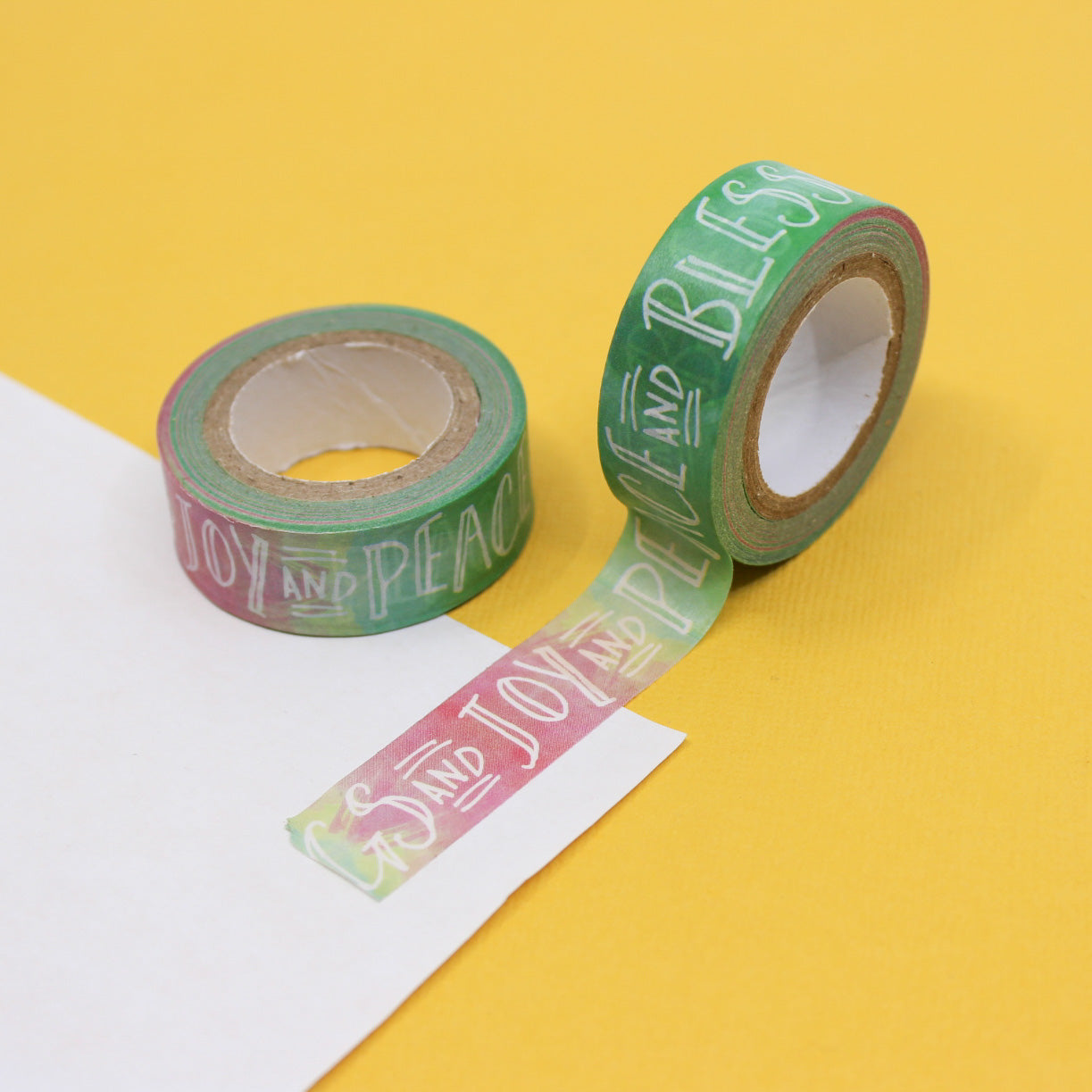 Enhance your Bible journaling experience with our faith-themed washi tape, ideal for adding meaningful and encouraging phrases to your pages, deepening your spiritual reflection. This tape is sold at BBB Supplies Craft Shop.