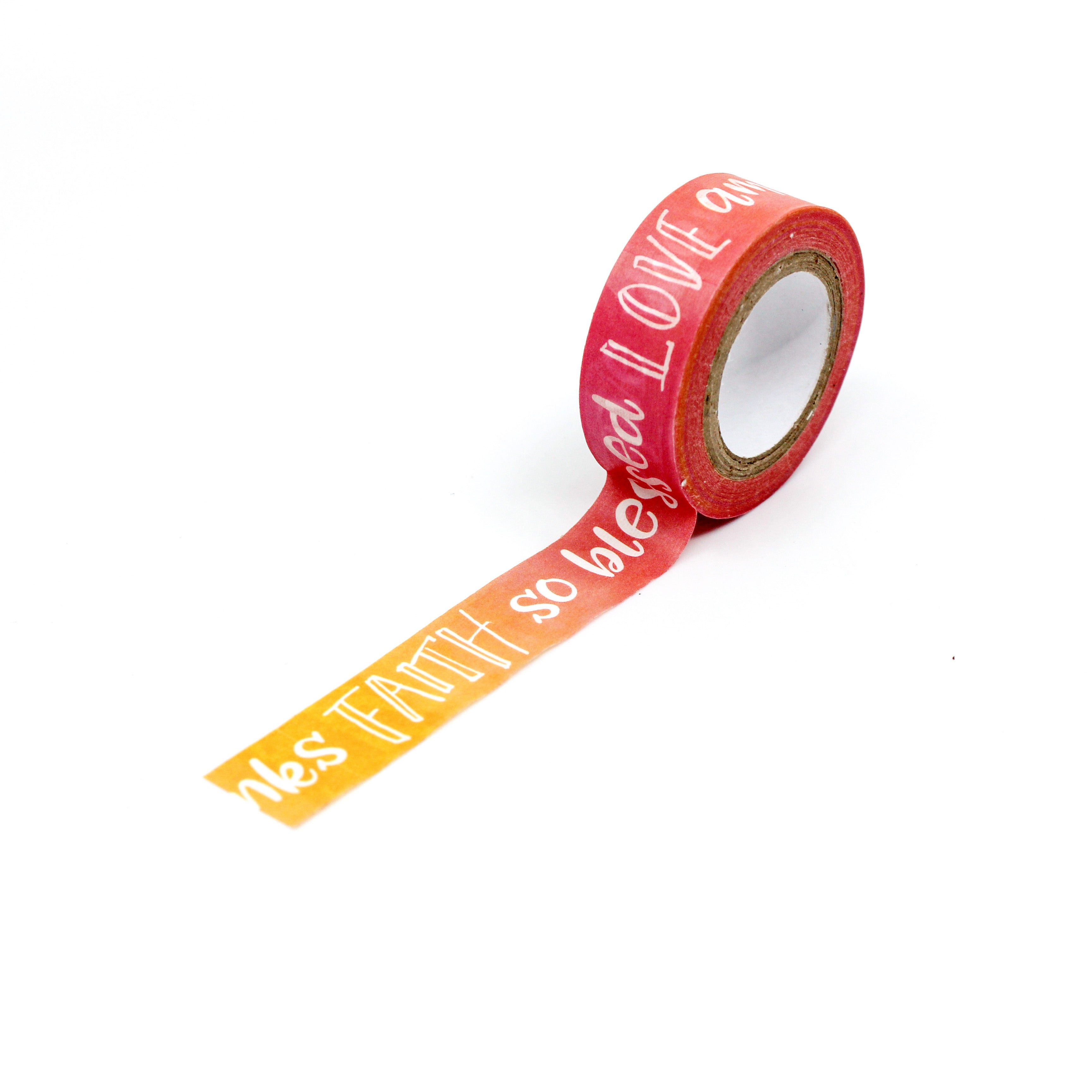Elevate your Bible journaling with our faith phrases washi tape, featuring inspirational and uplifting messages, perfect for adding a touch of spirituality and devotion to your pages. This tape is sold at BBB Supplies Craft Shop.