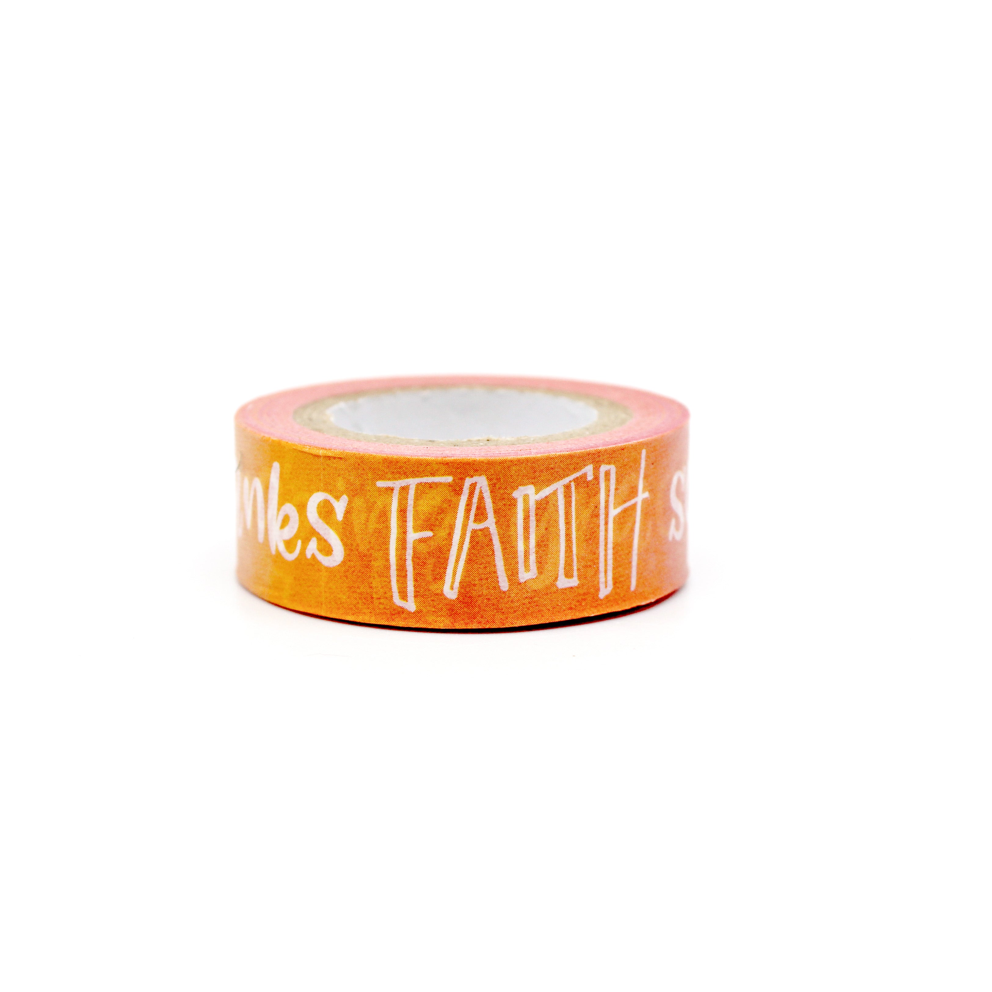 Elevate your Bible journaling with our faith phrases washi tape, featuring inspirational and uplifting messages, perfect for adding a touch of spirituality and devotion to your pages. This tape is sold at BBB Supplies Craft Shop.