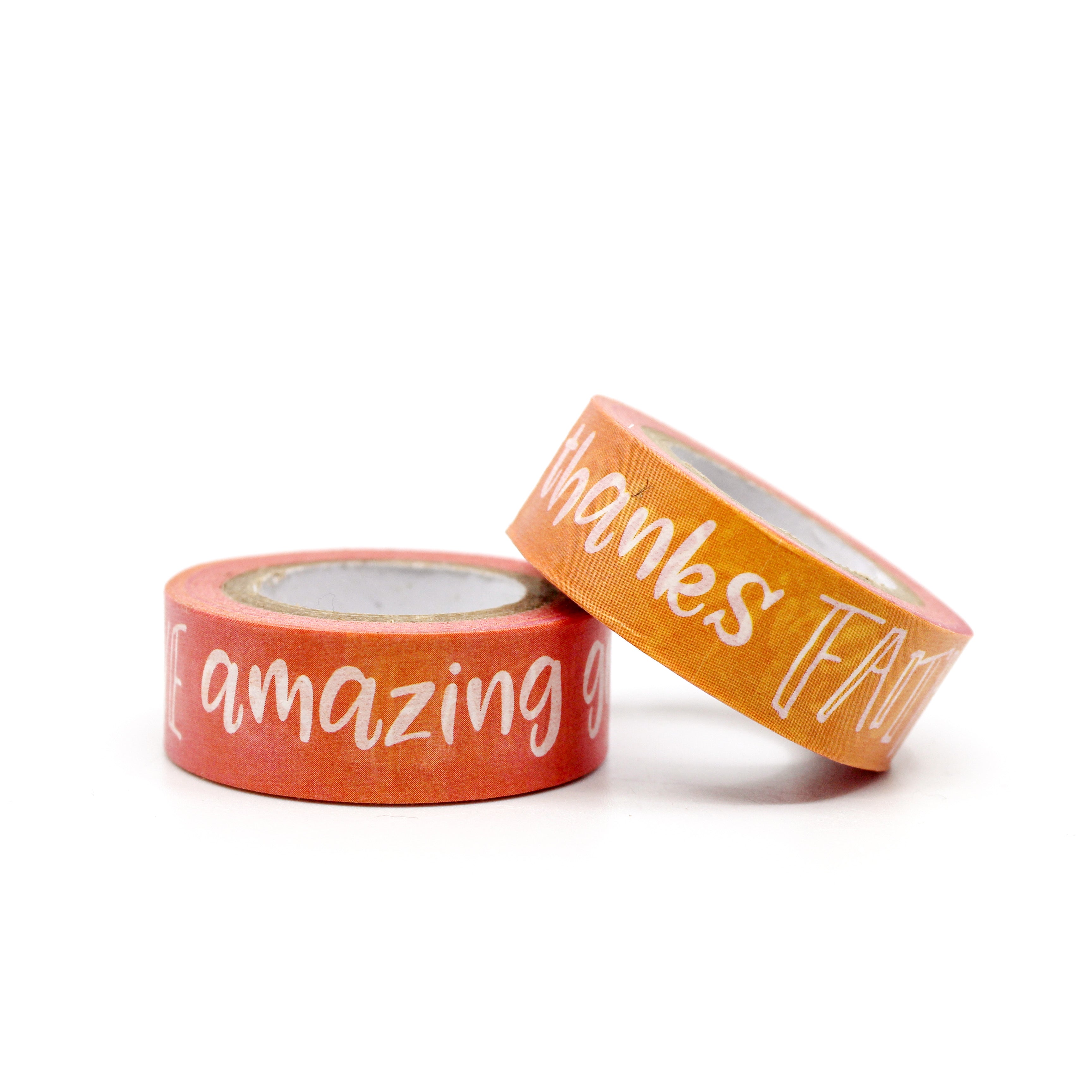 Elevate your Bible journaling with our faith phrases washi tape, featuring inspirational and uplifting messages, perfect for adding a touch of spirituality and devotion to your pages. This tape is sold at BBB Supplies Craft Shop.