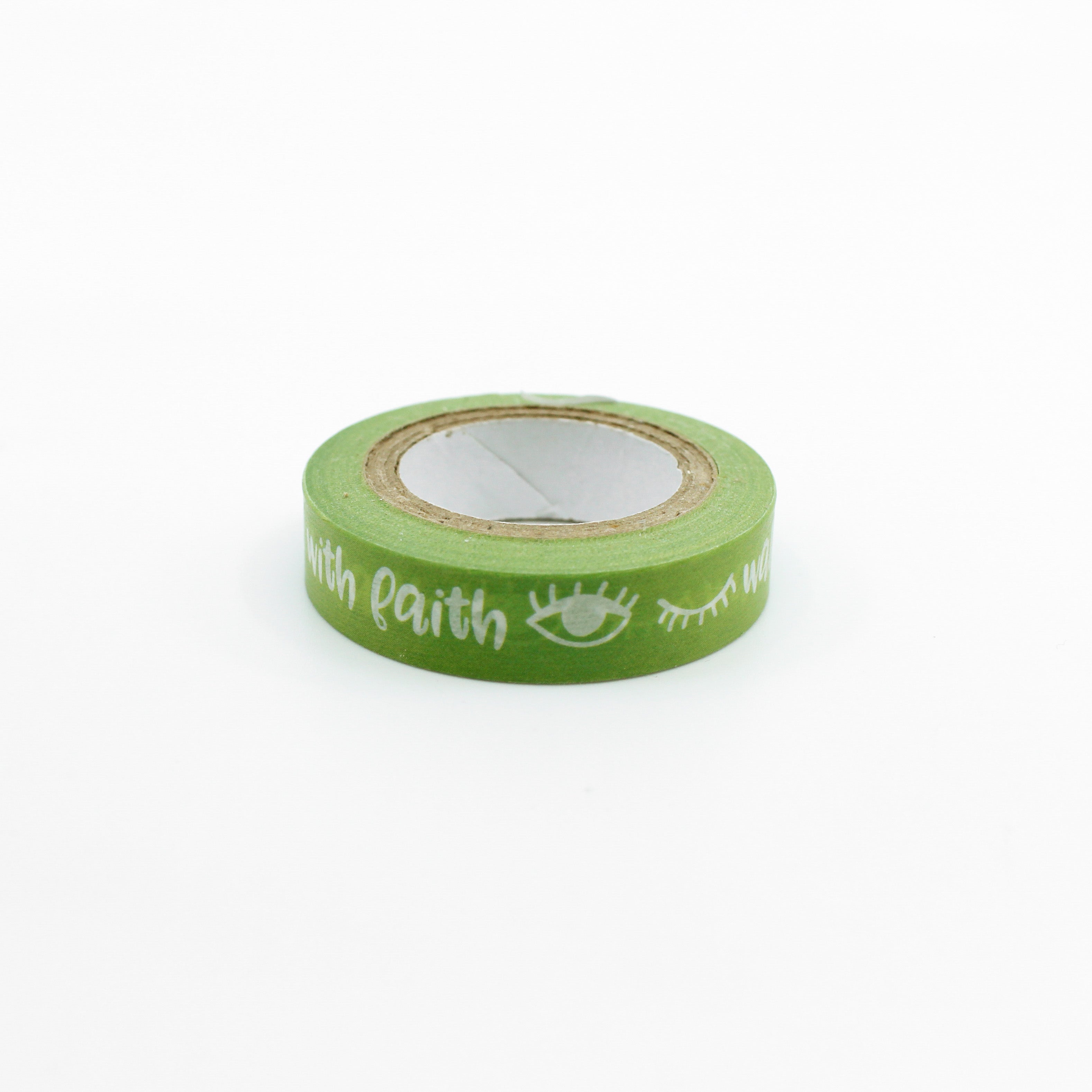Infuse your creations with the powerful message of faith using our washi tape adorned with the phrase 'Walk by Faith, Not by Sight,' reminding you to trust in your spiritual journey. This tape is sold at BBB Supplies Craft Shop.
