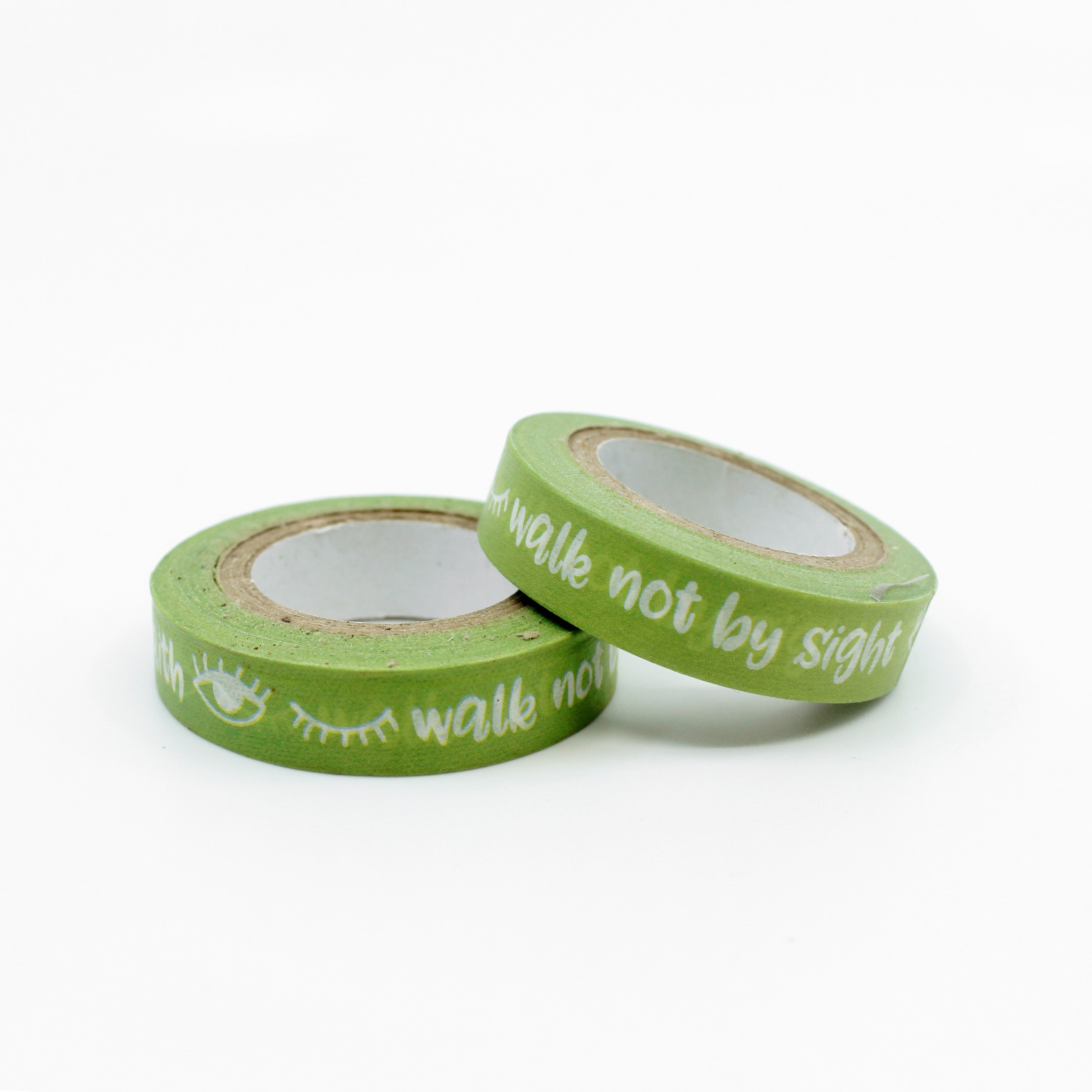 Infuse your creations with the powerful message of faith using our washi tape adorned with the phrase 'Walk by Faith, Not by Sight,' reminding you to trust in your spiritual journey. This tape is sold at BBB Supplies Craft Shop.