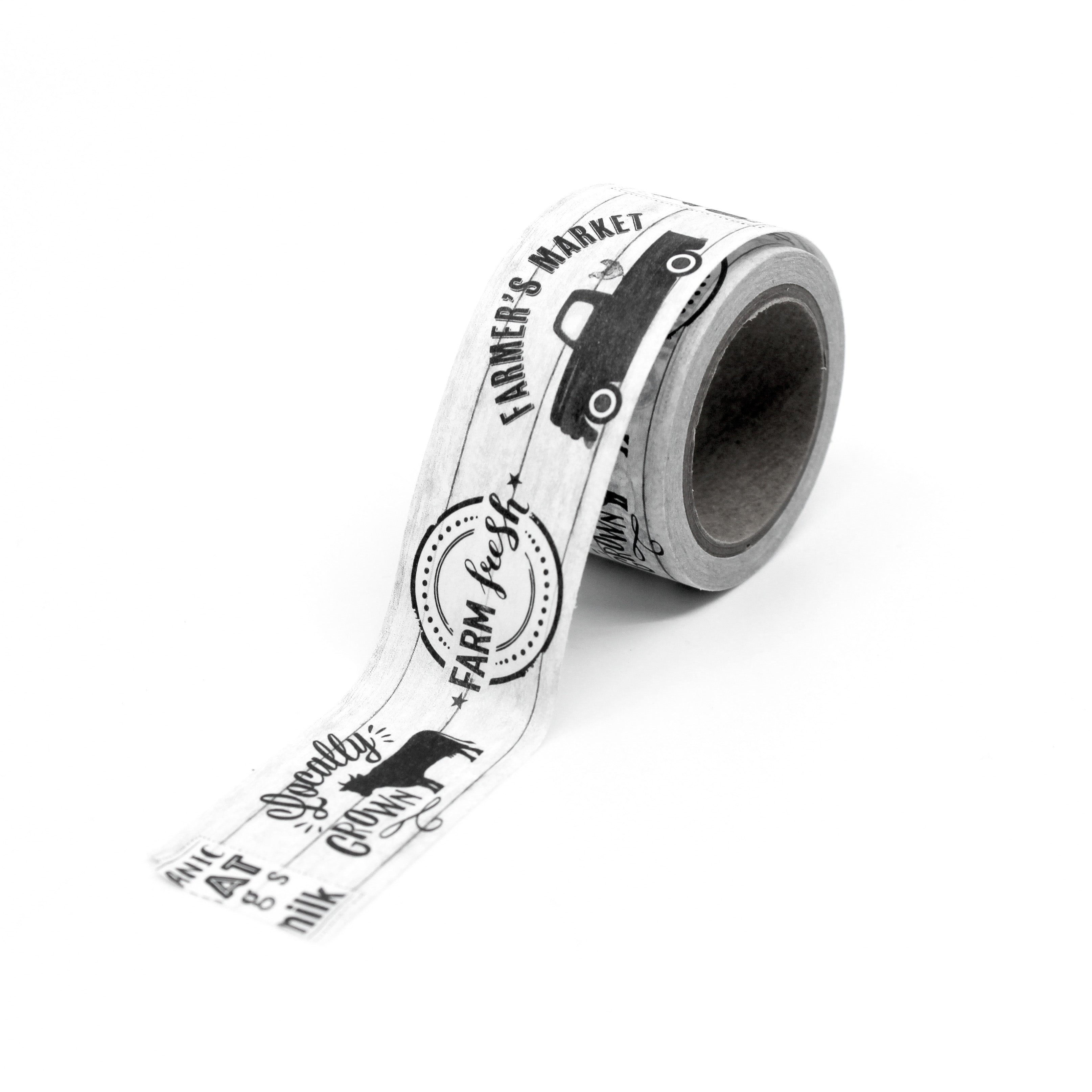 Elevate your crafts with our Black & White Farmhouse Phrases Washi Tape. Featuring rustic-inspired phrases in a classic monochrome design, perfect for adding a touch of farmhouse charm to your projects. This tape is sold at BBB Supplies Craft Shop.