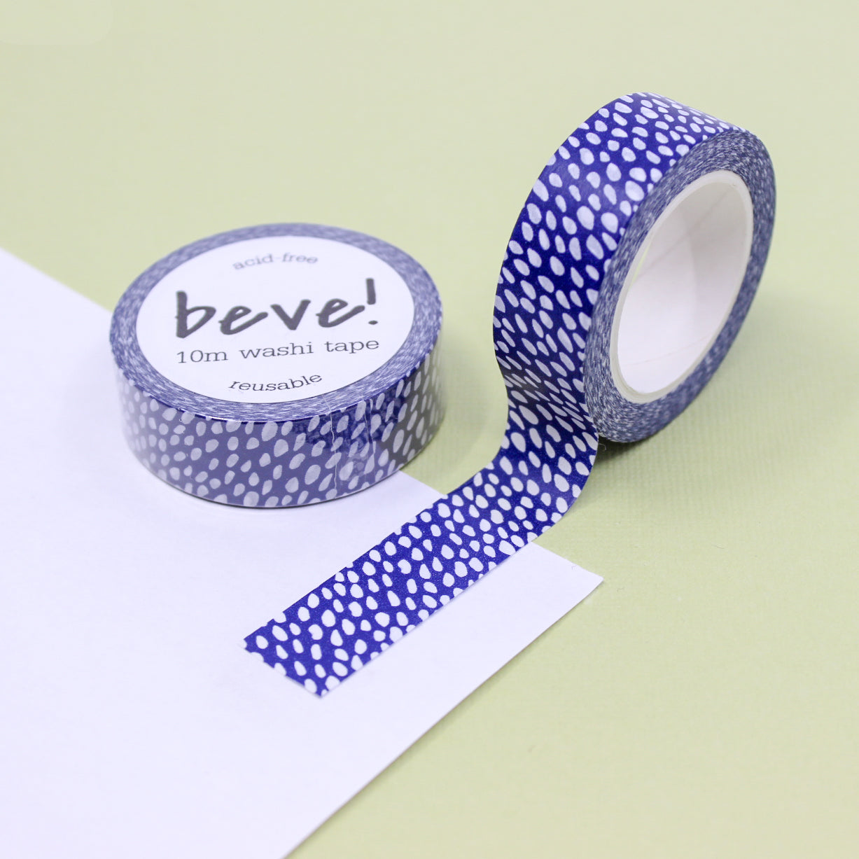 Enhance your projects with our Blue Organic Dots Pattern Washi Tape, adorned with charming and abstract dot designs. Ideal for adding a touch of whimsy and creativity to your crafts. This tape is from Beve! and Sold at BBB Supplies Craft Shop.
