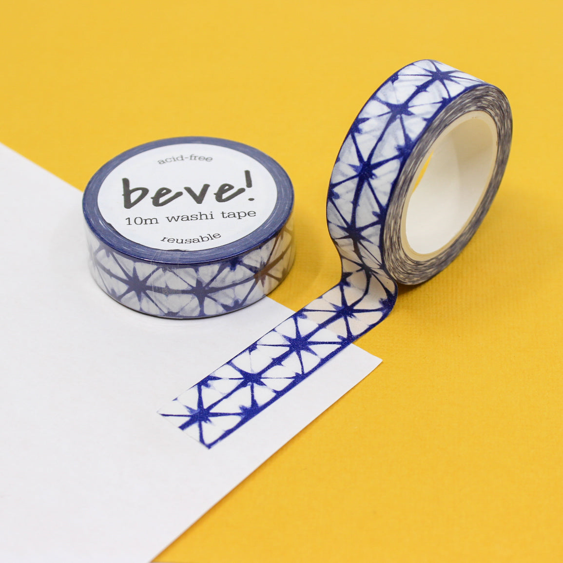 Add a touch of traditional elegance with our Blue Shibori Pattern Washi Tape, featuring a beautiful indigo tie-dye design. Ideal for incorporating a sense of culture and artistry into your projects. This tape is from Beve! and sold at BBB Supplies Craft Shop.