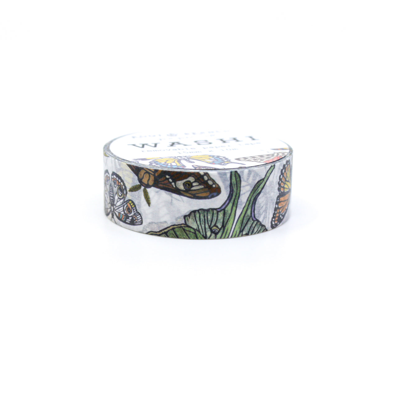 Elevate your creative projects with a 'Variety of Butterflies and Moths' Washi Tape featuring intricate winged creatures in rich, vivid colors. This tape is from Root & Branch Paper Co. and sold at BBB Supplies Craft Shop.