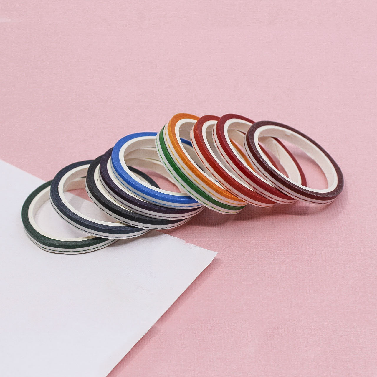 Slim colorful washi tape with dashed lines for planners