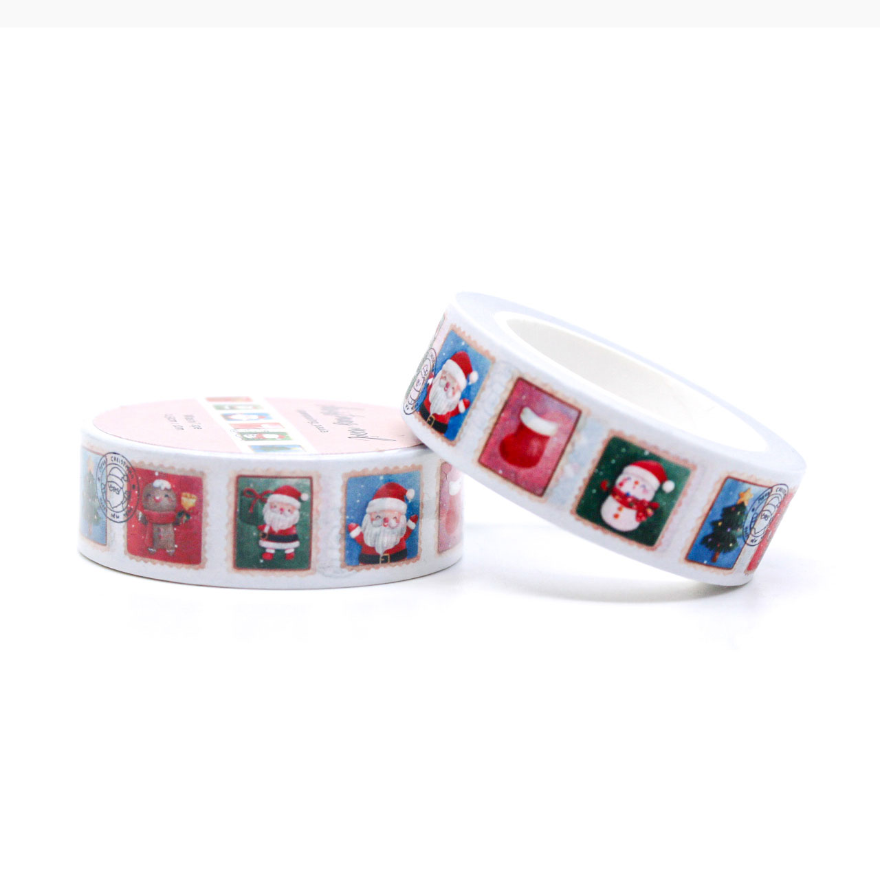 Cute Santa and snowflake stamp washi tape for scrapbooking and crafts