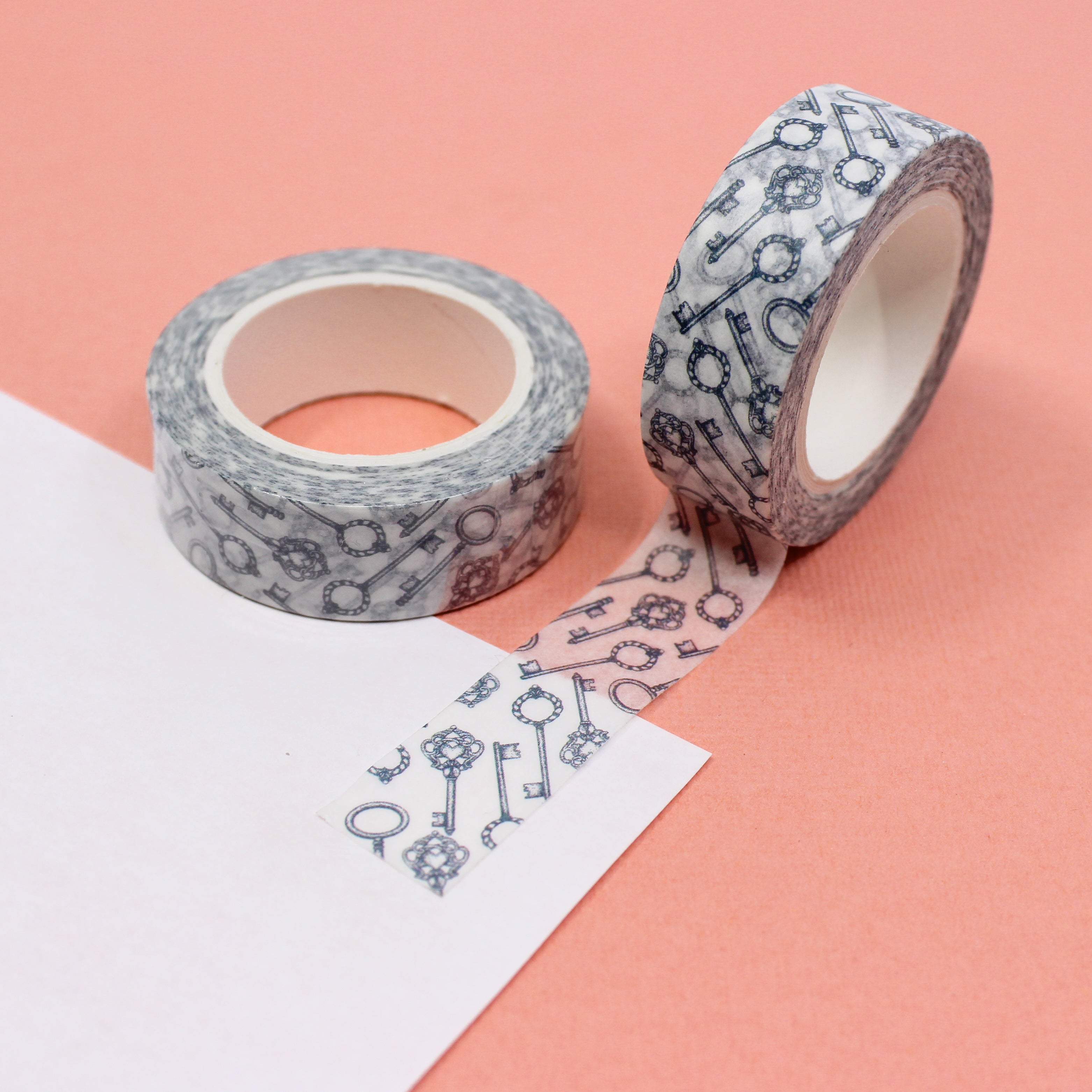 Unlock creativity with our vintage keys washi tape, featuring intricate key designs inspired by a bygone era, perfect for adding a touch of nostalgia and mystery to your crafts. This tape is sold at BBB Supplies Craft Shop.