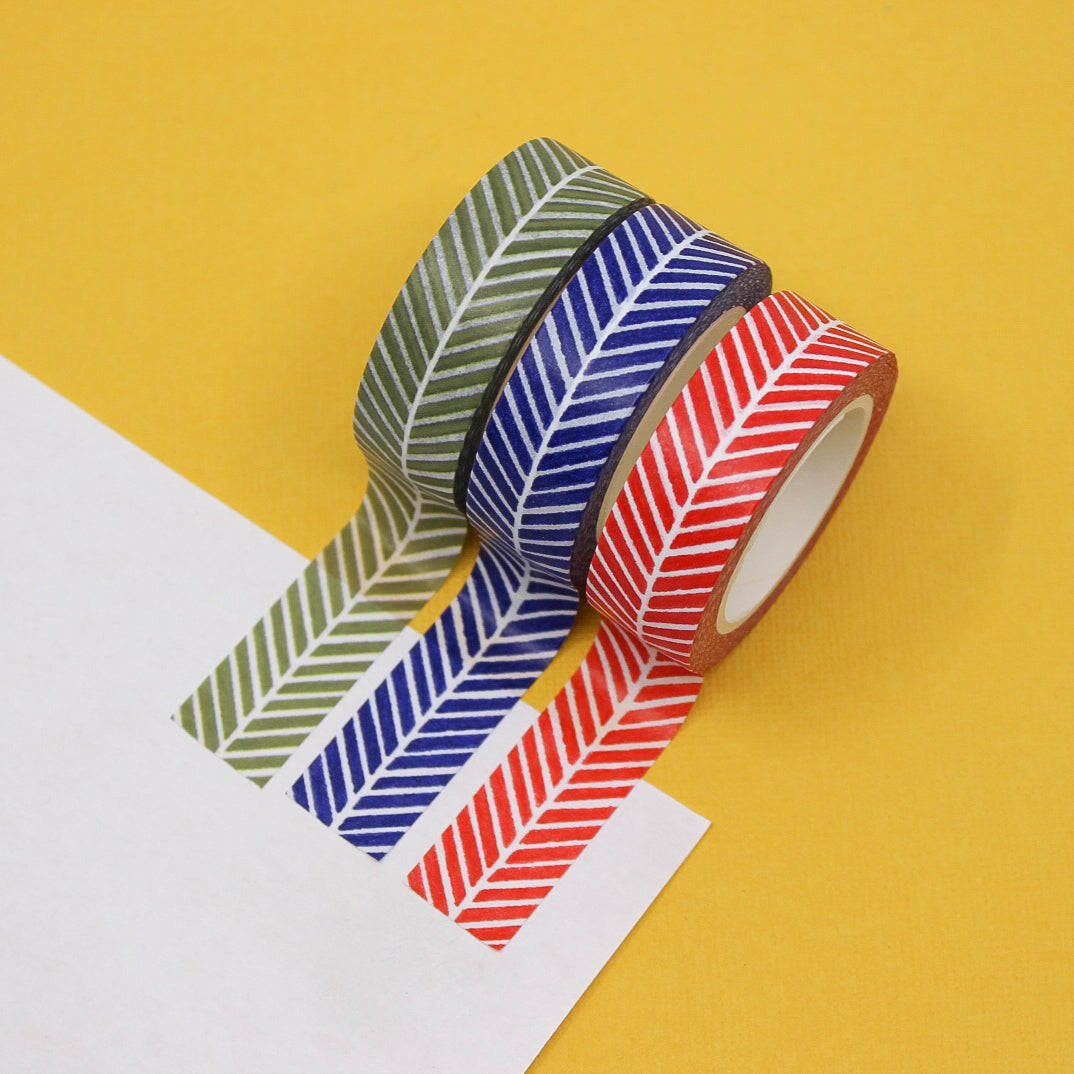 Elevate your projects with our Colorful Classic Herringbone Pattern Washi Tape, available in your choice of red, blue, or green. This tape adds a timeless and vibrant herringbone design to your creations. this tape is from Beve and sold at BBB Supplies Craft Shop.