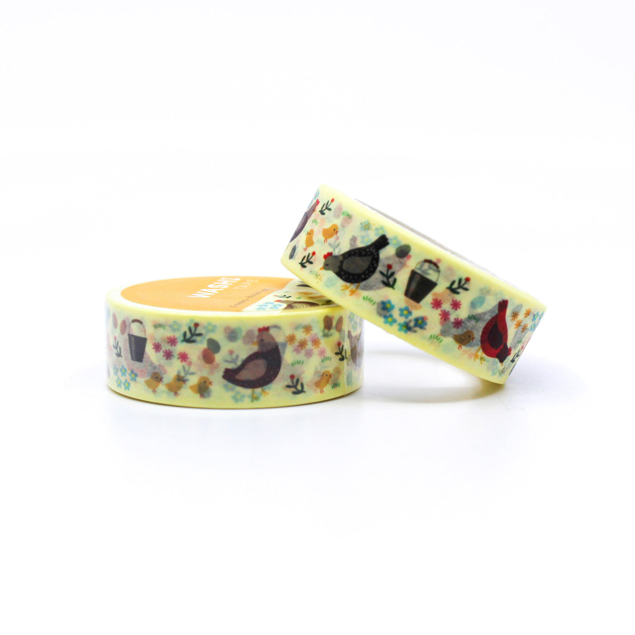 Charming illustrations of chickens for a rustic touch in crafts. Ideal for scrapbooking and journaling. High-quality and easy to use. This tape is from Girl of All Work and sold at BBB Supplies Craft Shop.