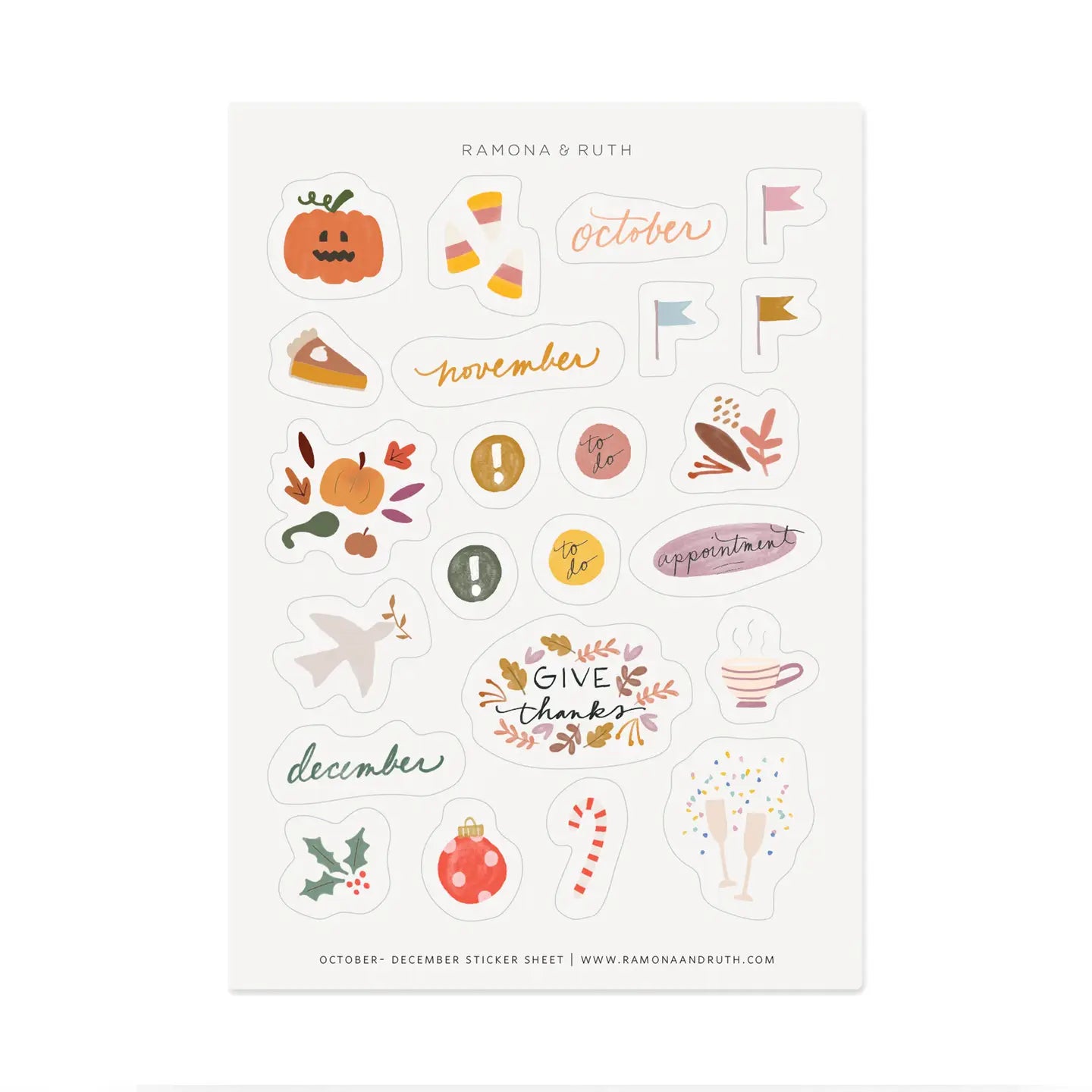 Festive fall and winter sticker set for bullet journaling