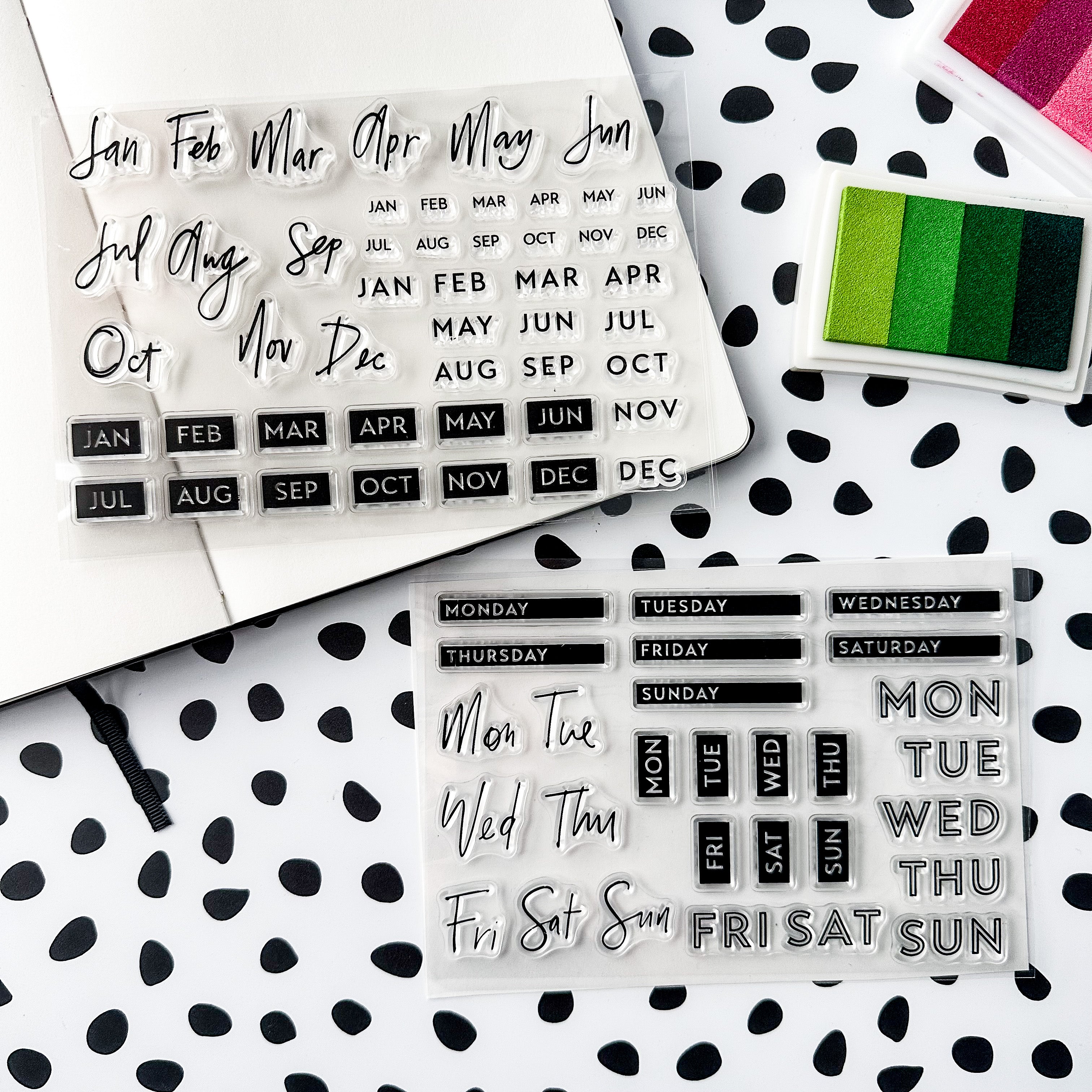 Add a touch of organization and style to your planner or journal with these delightful days of the week stamps. Perfect for keeping track of appointments, tasks, and more! These stamps are sold at BBB Supplies Craft Shop.