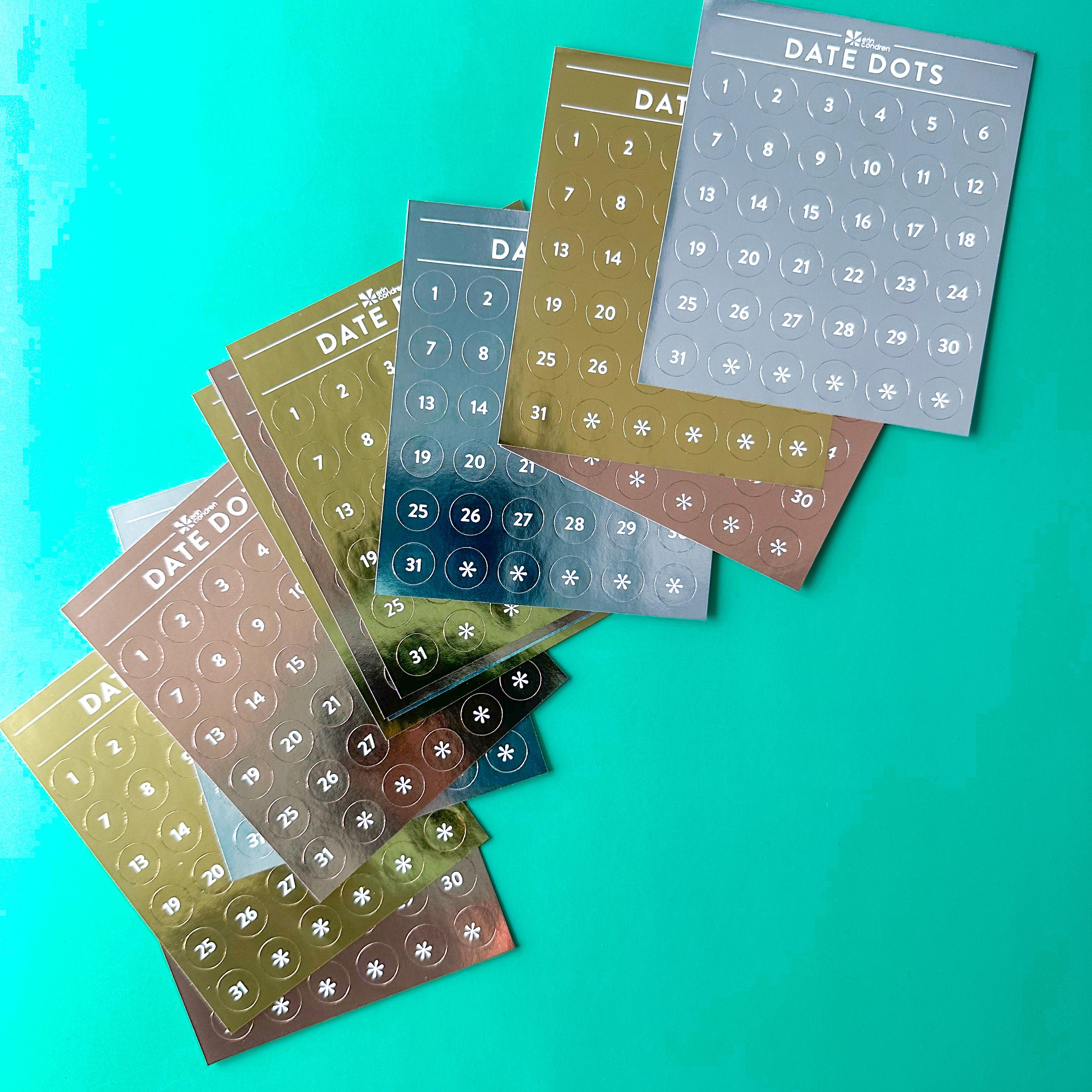 Keep track of your dates with our Date Dots Planner Sticker Pack. This pack includes a variety of circular stickers with date numbers, ideal for adding a functional and decorative element to your planner spreads. These stickers from Erin Condren are sold at BBB Supplies Craft Shop.