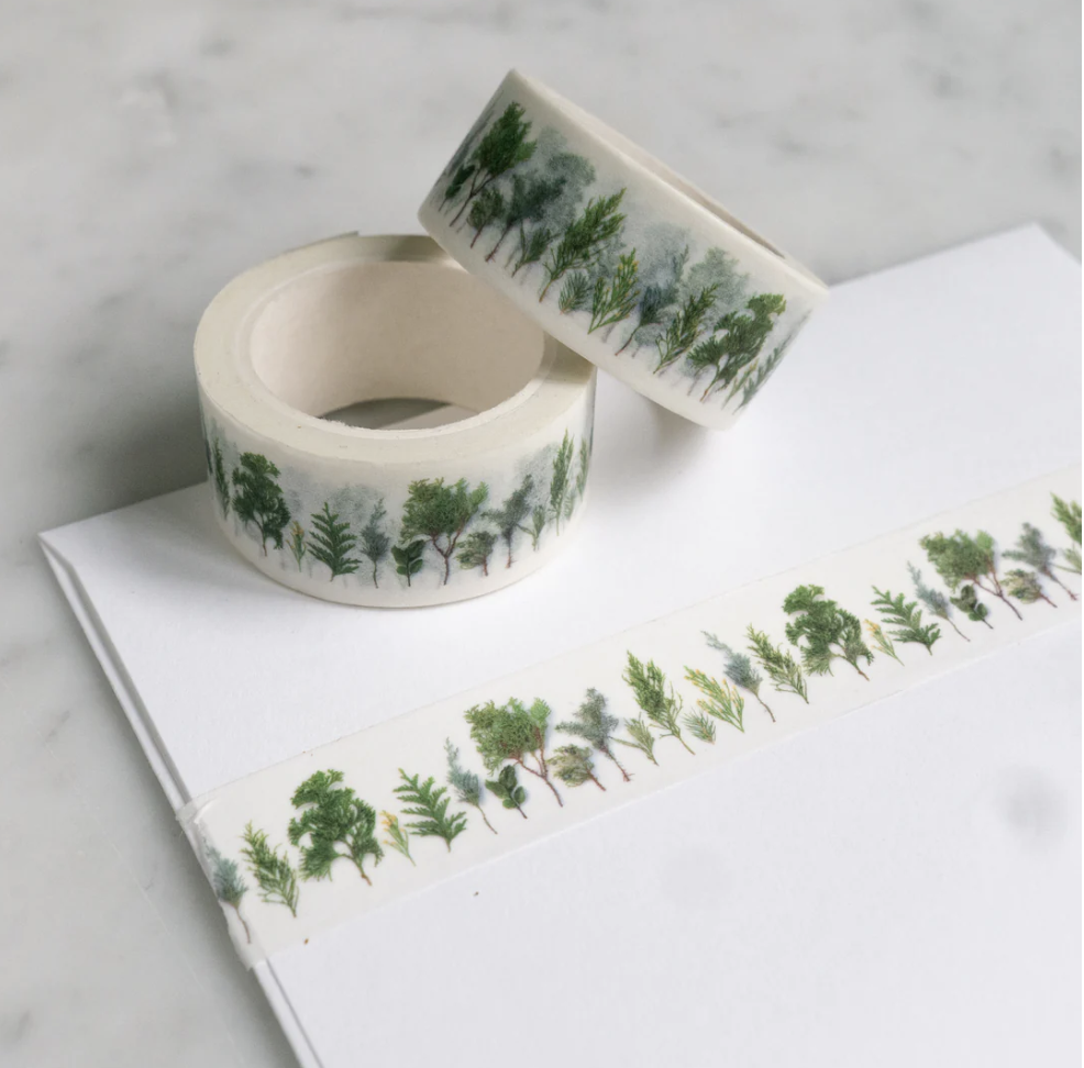 Embrace the beauty of nature with our evergreen greenery sprig washi tape, featuring a lush and vibrant sprig of evergreen foliage. Infuse your crafts with the timeless charm of nature using our evergreen greenery sprig washi tape. This tape is designed by Bottle Branch and sold at BBB Supplies Craft Shop.