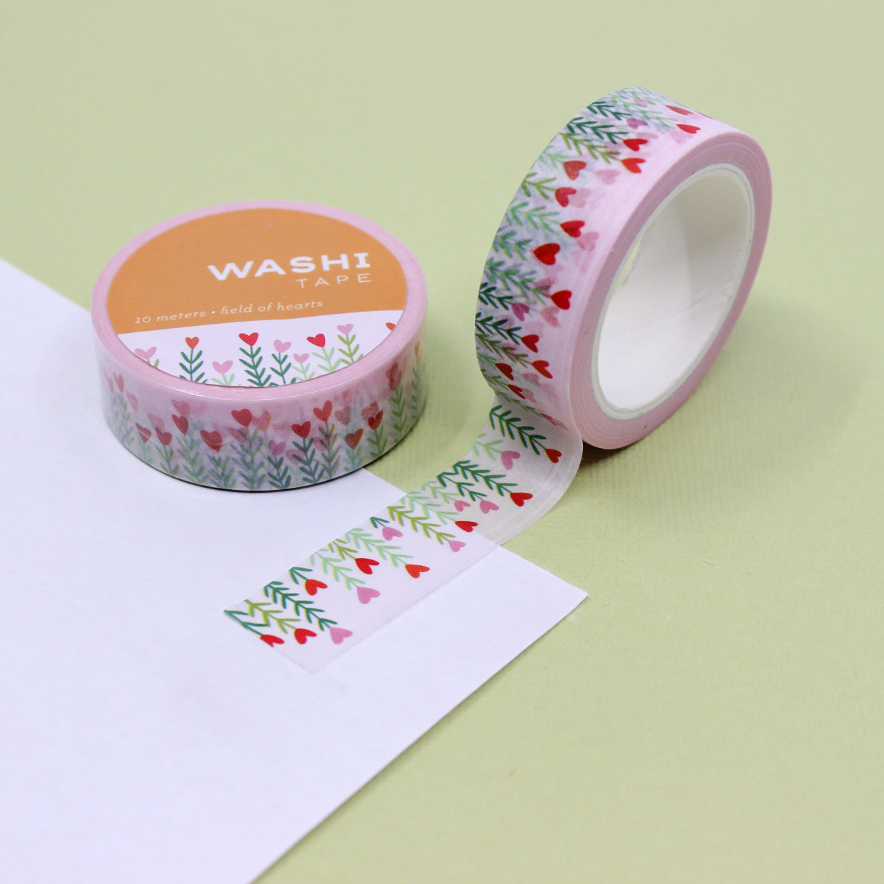 Infuse your crafts with love using our Field of Hearts Washi Tape, adorned with a delightful pattern of hearts. Perfect for adding a romantic and affectionate touch to your projects. This tape from Girl of All Work is sold at BBB Supplies Craft Shop.