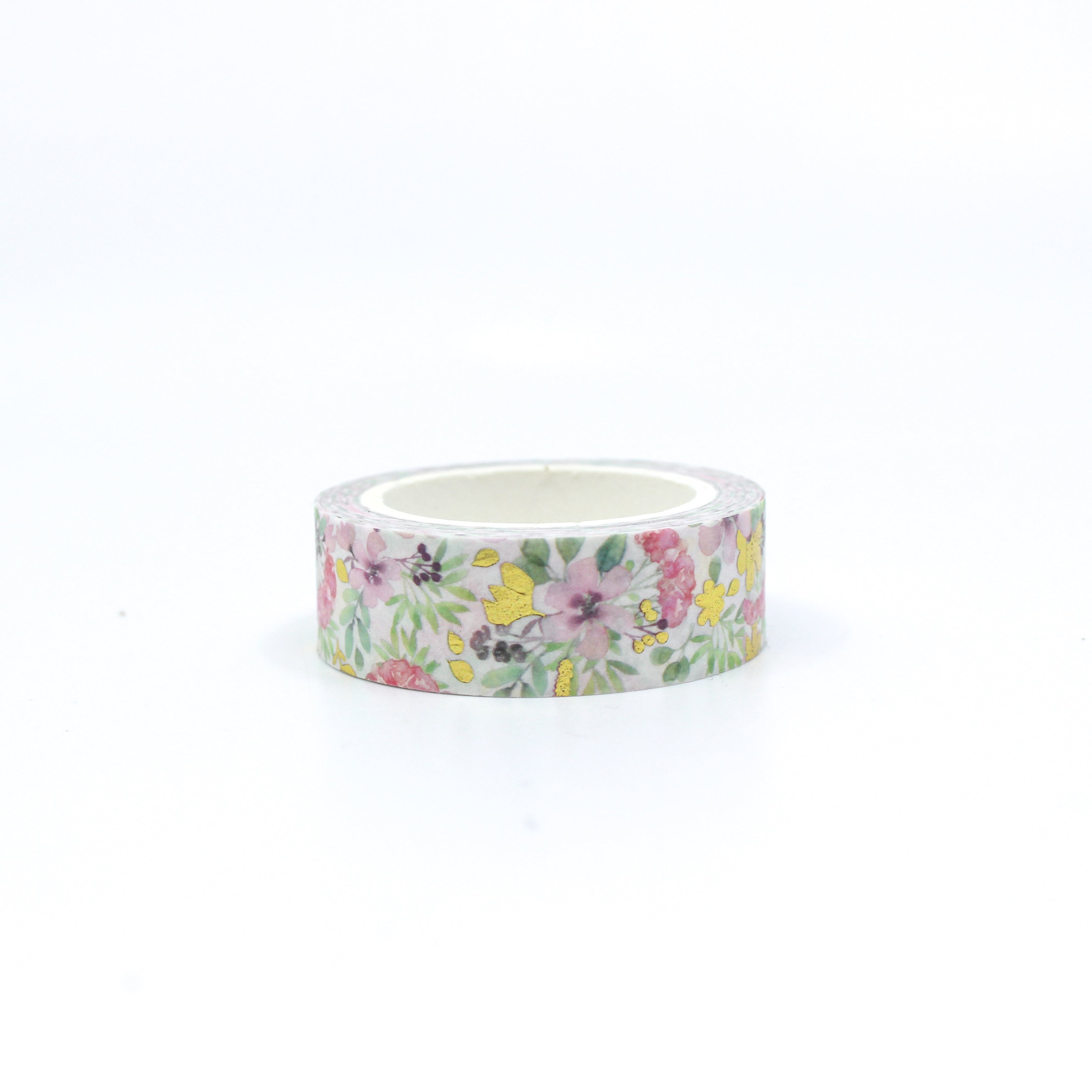Infuse your creations with the beauty of a floral bouquet using our washi tape, adorned with a variety of flowers embellished with delicate gold foil accents, offering a charming and sophisticated touch. This tape is sold at BBB Supplies Craft Shop.