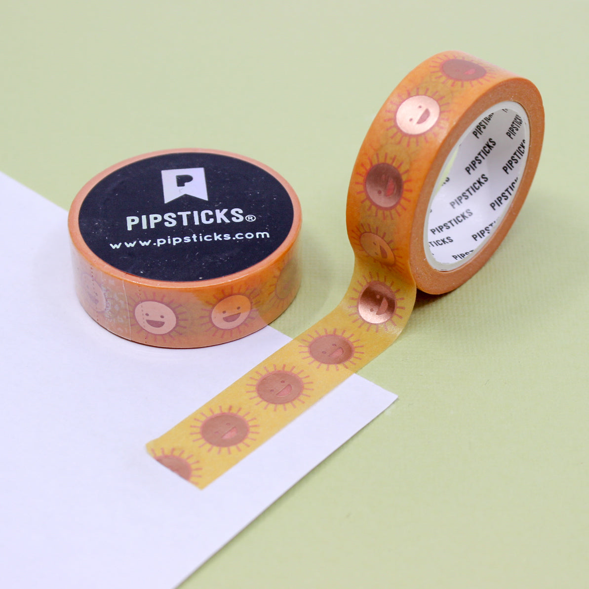 Add a radiant touch to your crafts with our smiling sun foil washi tape, featuring a delightful design of a beaming sun in shining foil, bringing warmth and happiness to your projects. This tape is designed by pipsticks and sold at BBB Supplies Craft Shop.