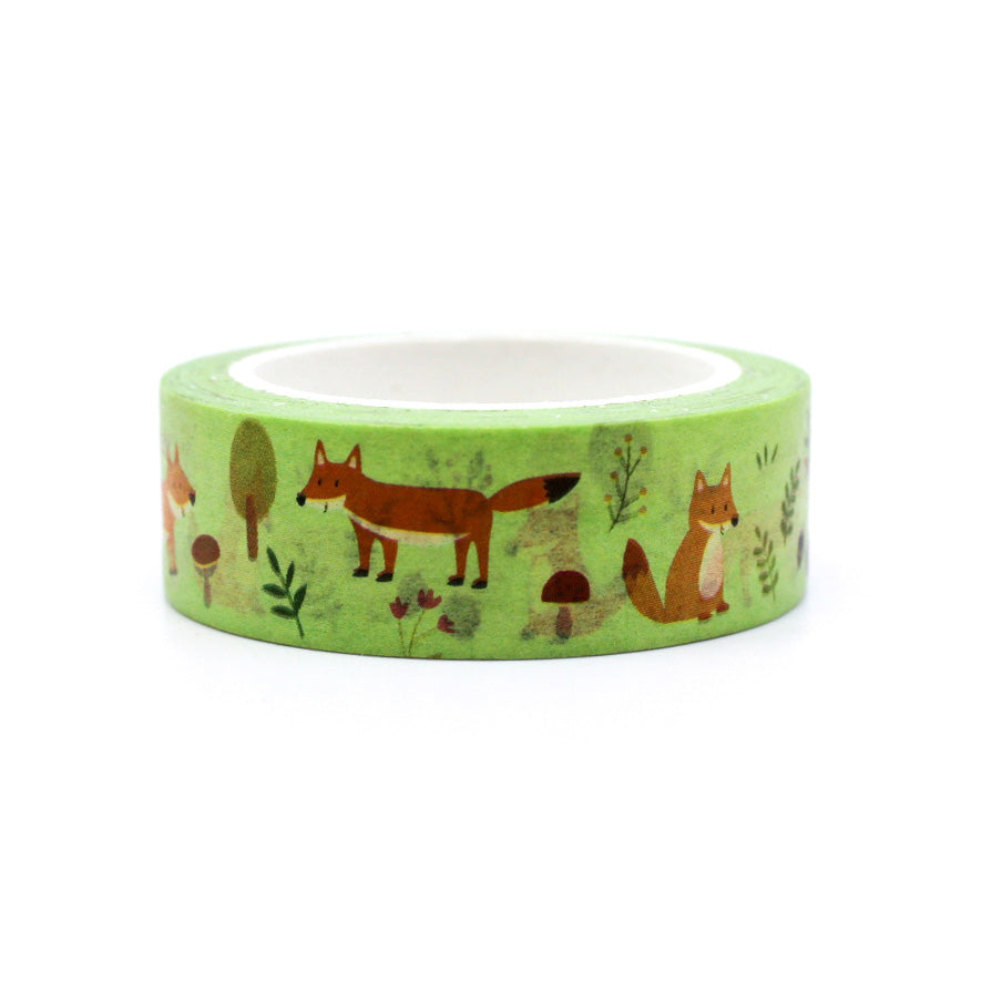 Whimsical Foxes Washi Tape showcases charming fox illustrations, perfect for adding a playful and nature-inspired touch to your crafts, scrapbooking, and more. This tape is from Girl of All Work and sold at BBB Supplies Craft Shop.