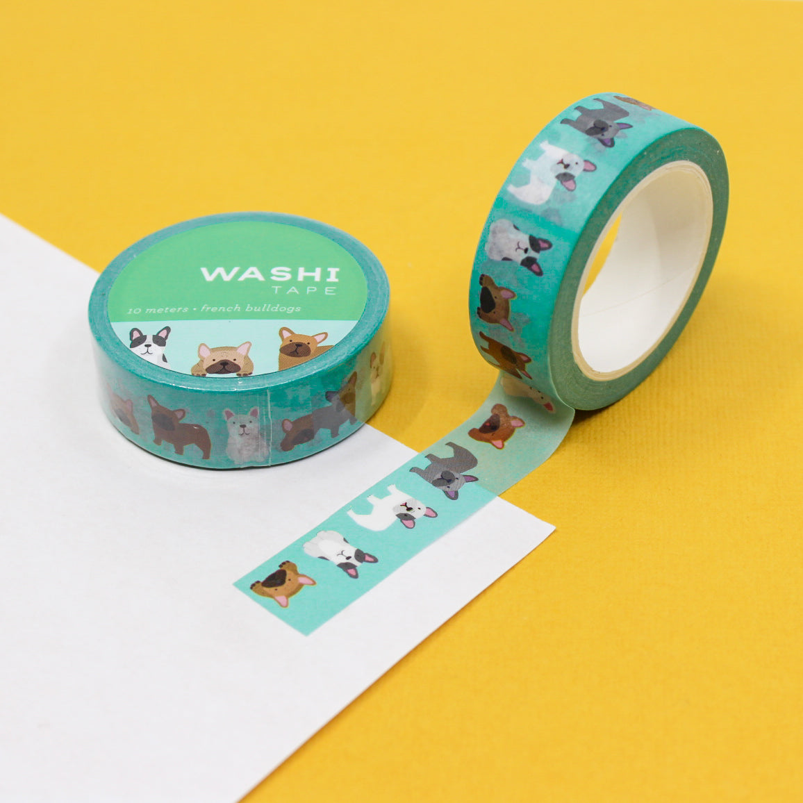 Embrace canine cuteness with our French Bulldog Washi Tape, featuring adorable French Bulldog illustrations. Ideal for adding a playful and dog-loving touch to your projects. This tape from Girl of All Work is sold at BBB Supplies Craft Shop.