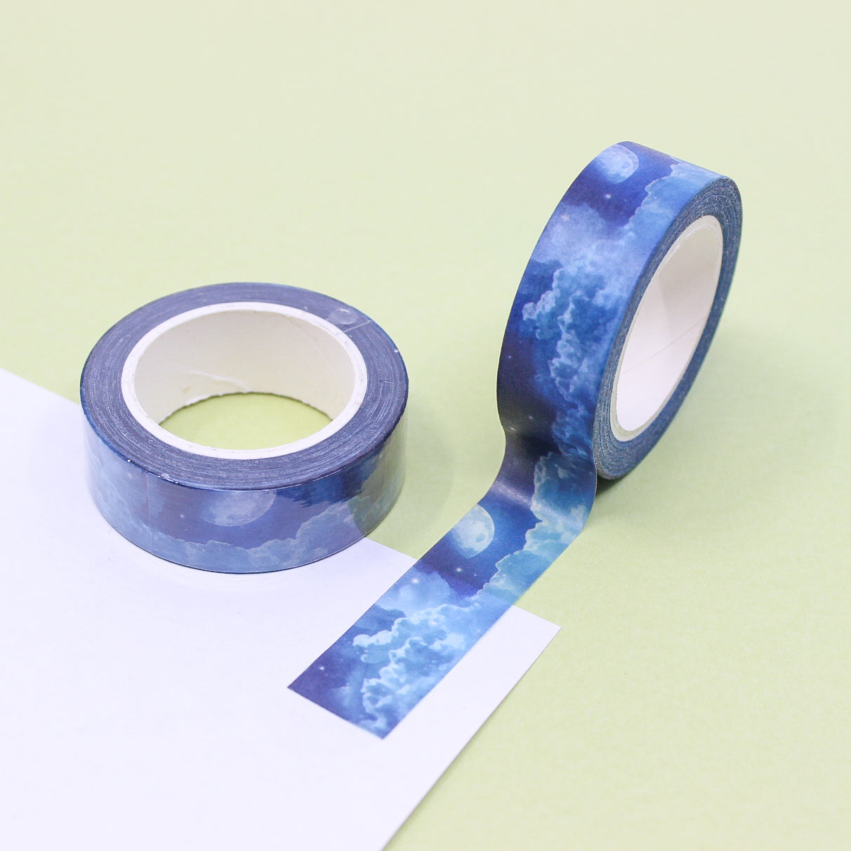 Capture the magic of the night sky with our Full Moon Night Sky Washi Tape, featuring a luminous full moon against a starry backdrop. Perfect for adding a touch of celestial wonder to your projects. This tape is sold at BBB Supplies Craft Shop.