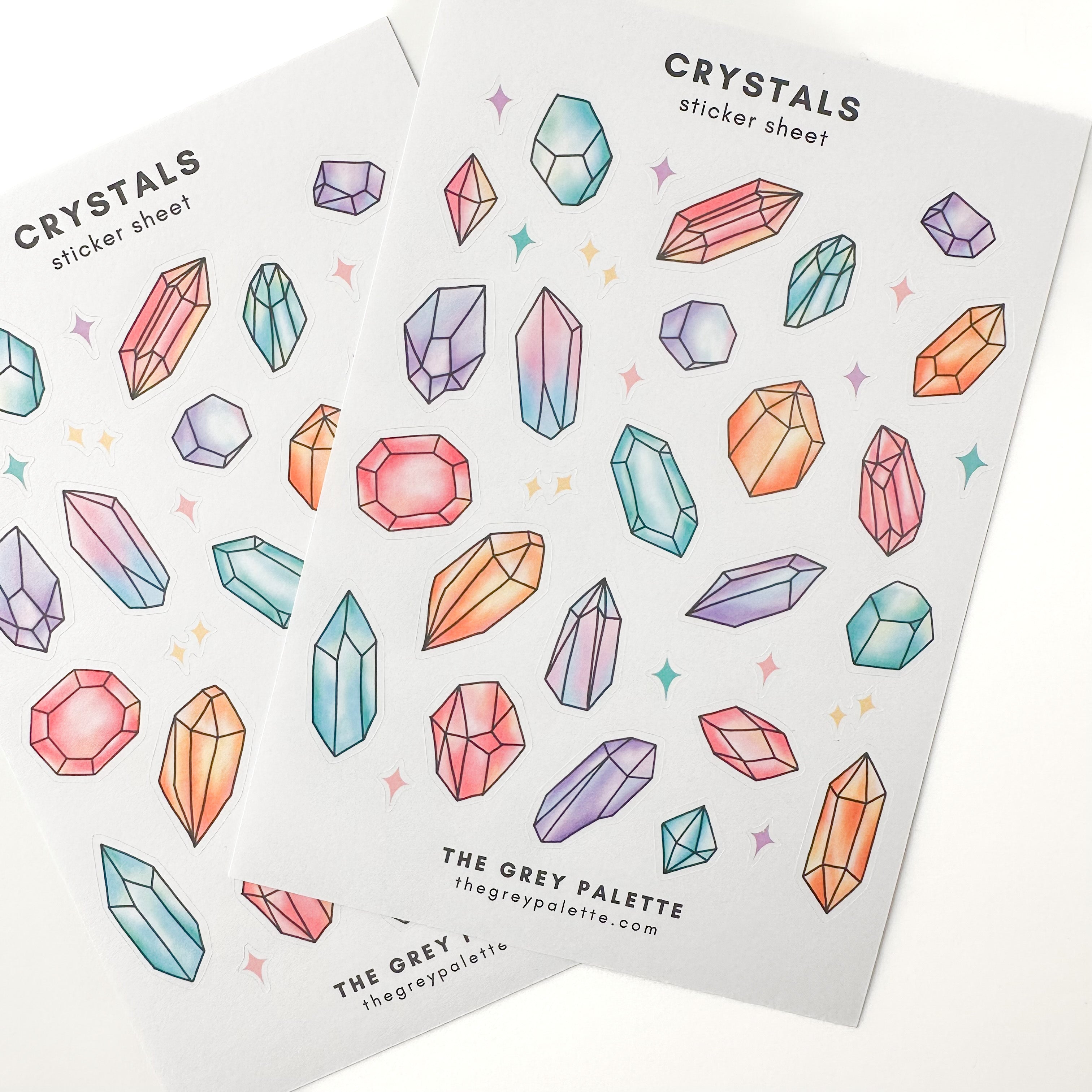 This sticker sheet features geode crystal formations perfect for decorating your planner, bujo or calendar. These stickers are designed by The Grey Palette and sold at BBB Supplies Craft Shop.
