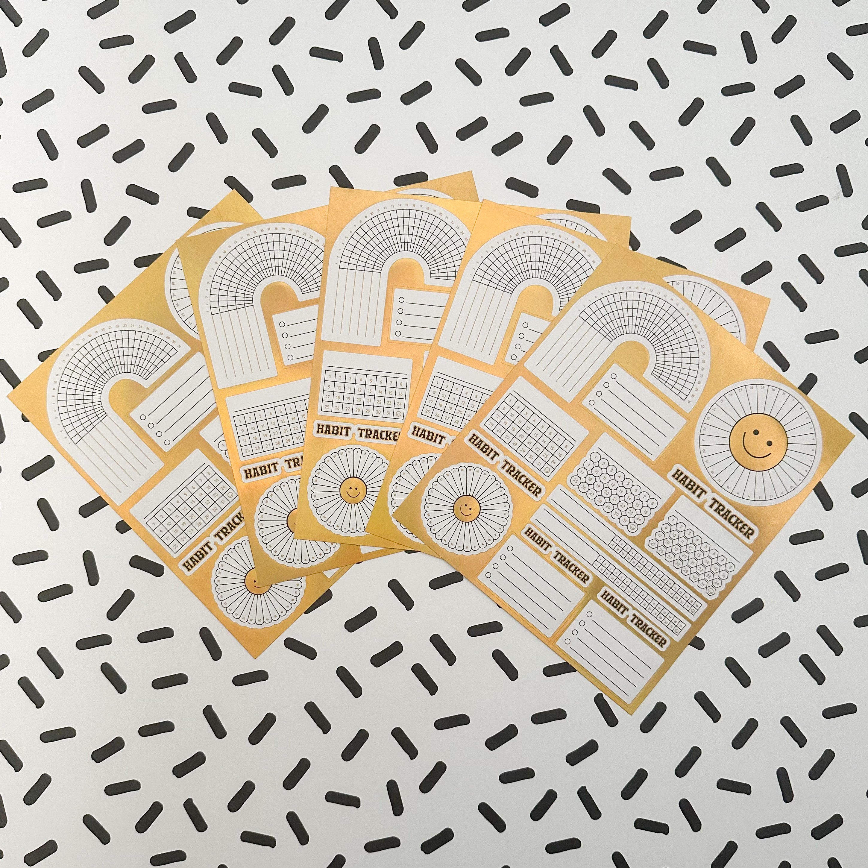 The Gold Foil Habit Tracker Sticker Set is perfect for adding a touch of elegance and organization to your planner or journal. Track all your habits and goals with ease using these stickers.