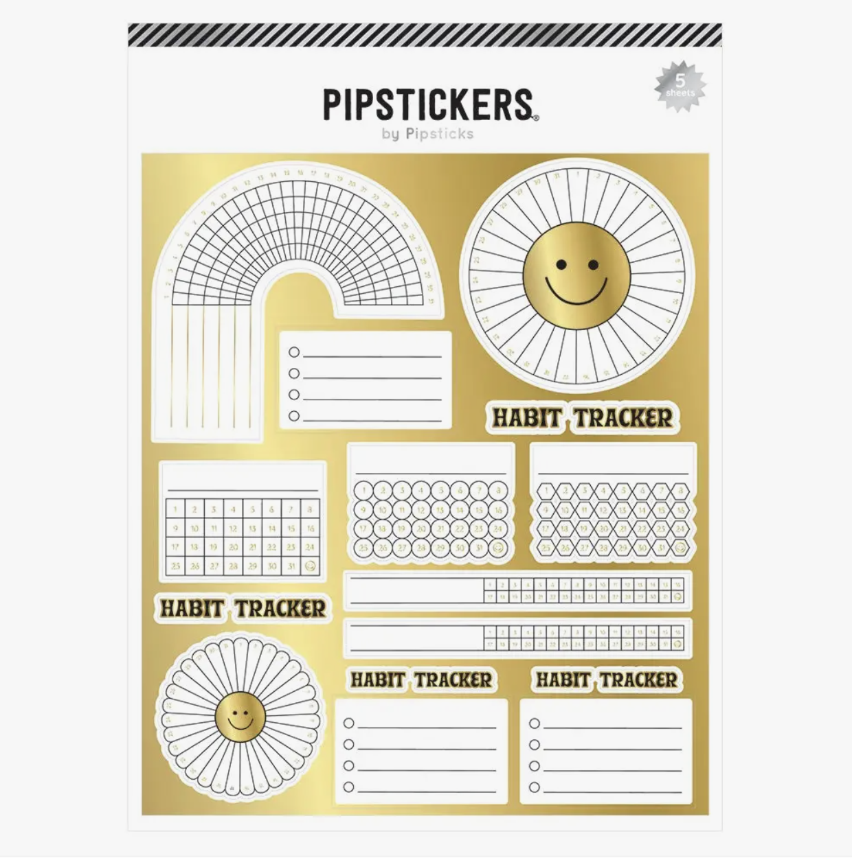 The Gold Foil Habit Tracker Sticker Set is perfect for adding a touch of elegance and organization to your planner or journal. Track all your habits and goals with ease using these stickers.