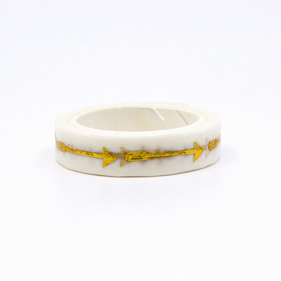 Accentuate your projects with our Gold Foil Arrow Washi Tape, featuring sleek and shimmering gold arrows. Ideal for adding a touch of elegance and direction to your crafts. This tape is sold at BBB Supplies Craft Shop.