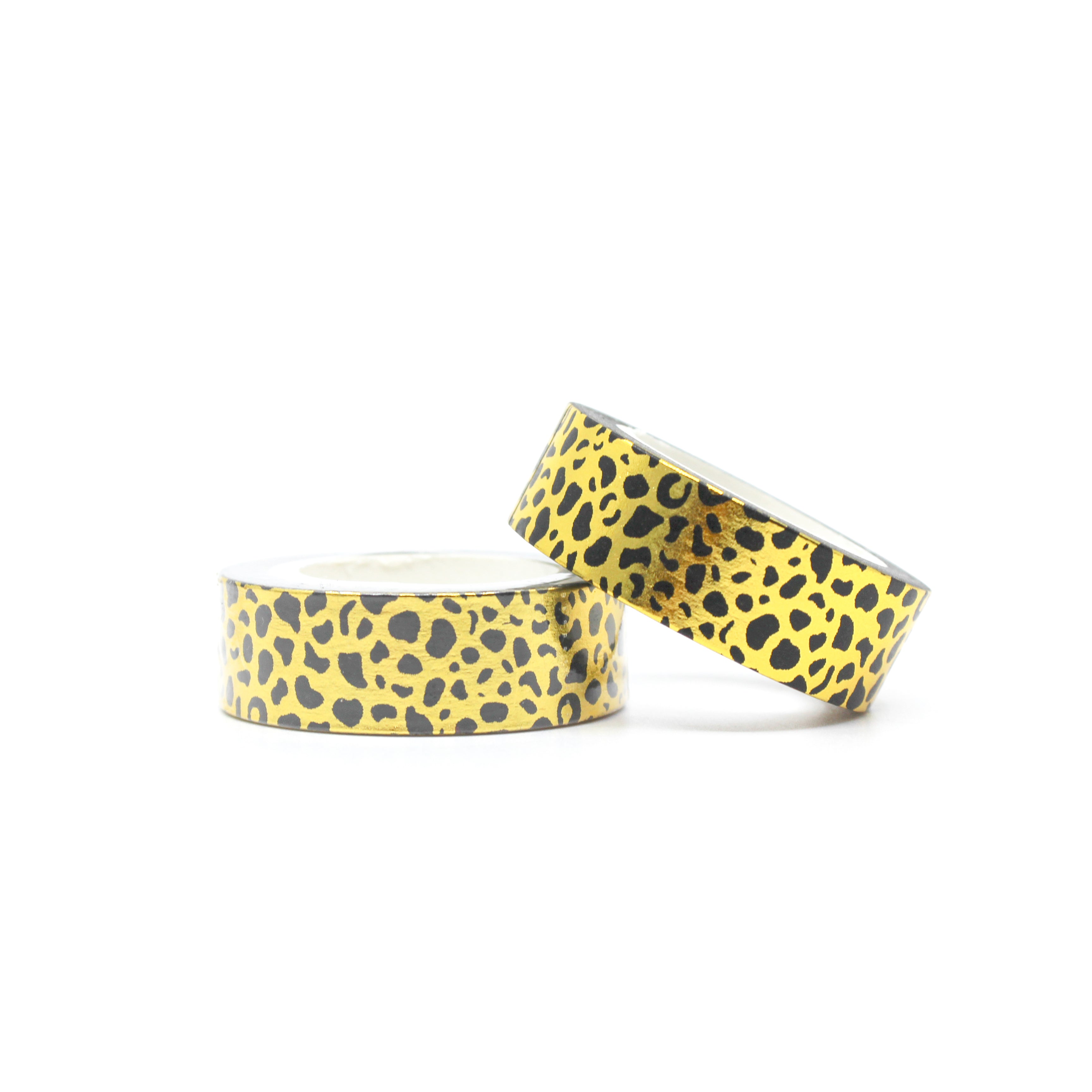Add a touch of wild elegance to your crafts with our Gold Foil Leopard Animal Print Washi Tape, featuring a luxurious leopard print design in shimmering gold foil. Perfect for adding a stylish and exotic flair to your projects. This tape is sold at BBB Supplies Craft Shop.