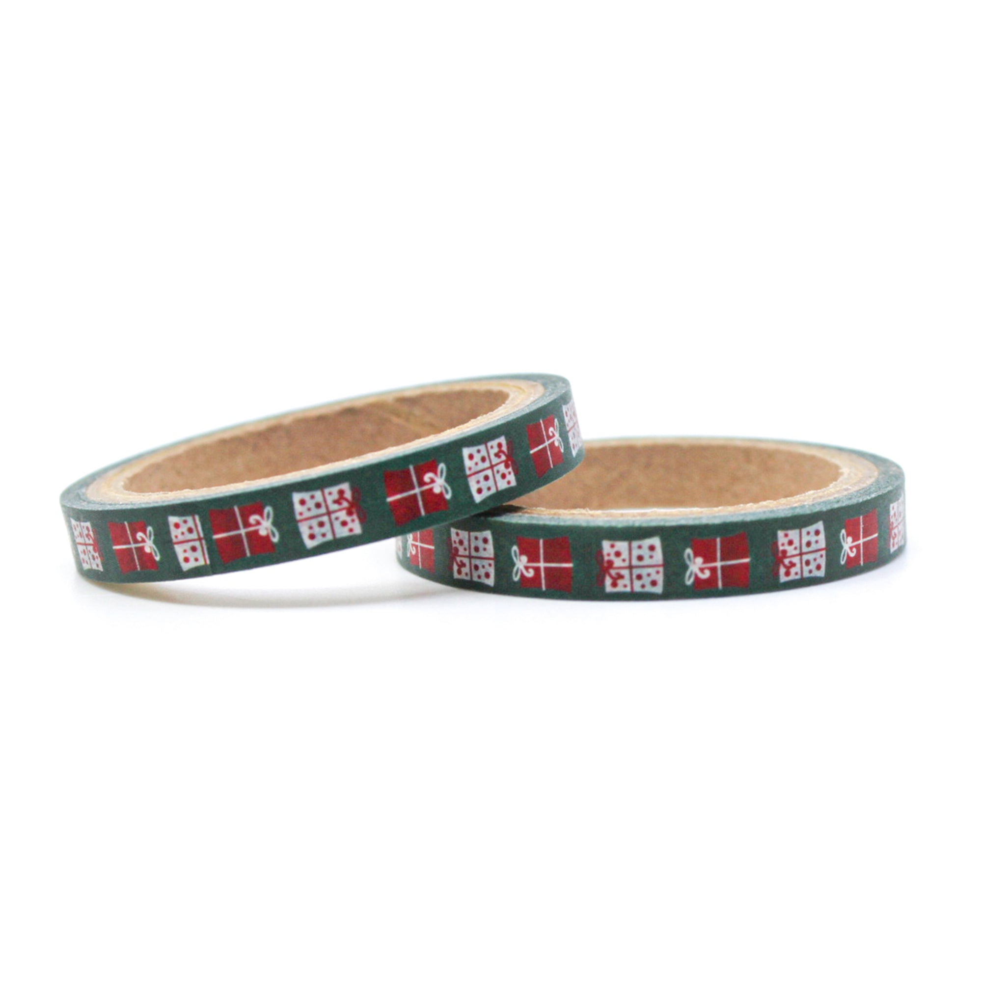 Infuse your creations with the spirit of giving using our washi tape adorned with green Christmas gifts, capturing the joy and excitement of holiday presents. This tape is sold at BBB Supplies Craft Shop.
