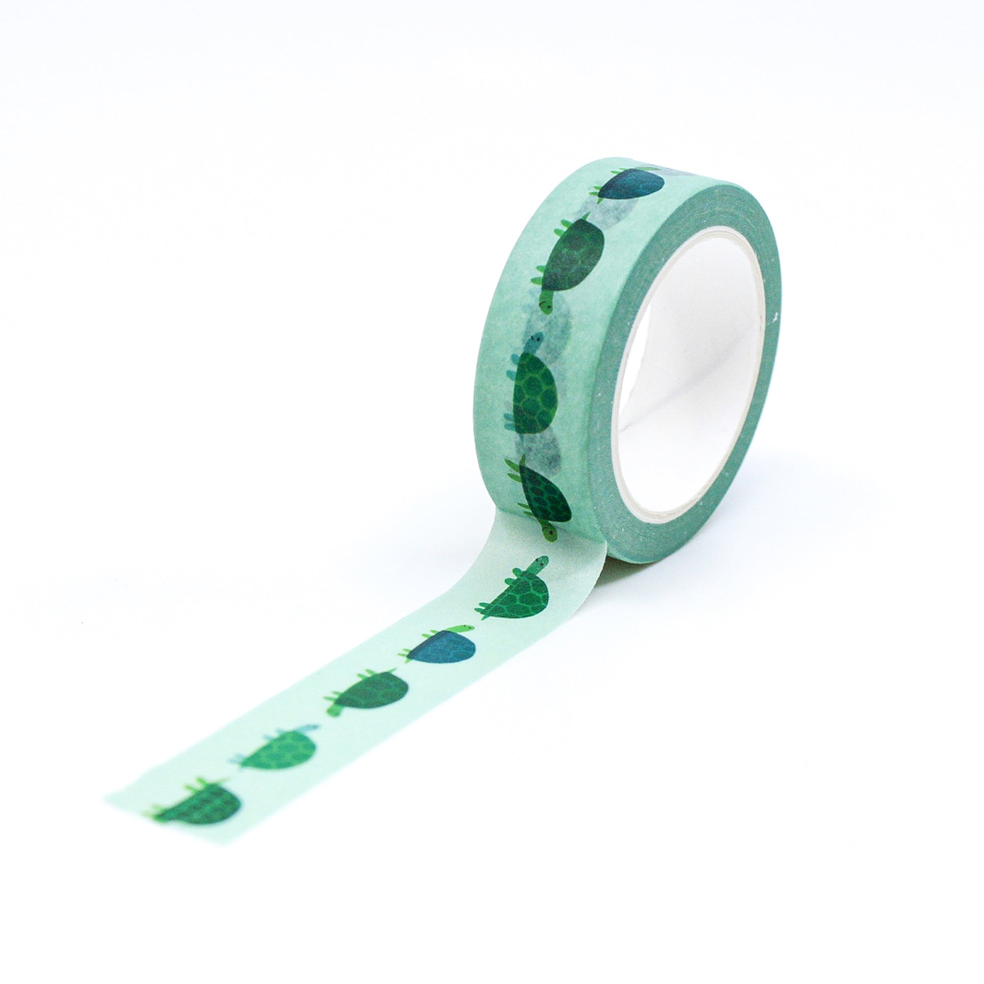 Dive into creativity with our Green Turtle Washi Tape, featuring delightful turtle illustrations in shades of green. Ideal for adding a charming and aquatic touch to your projects. This tape is sold at BBB Supplies Craft Shop.