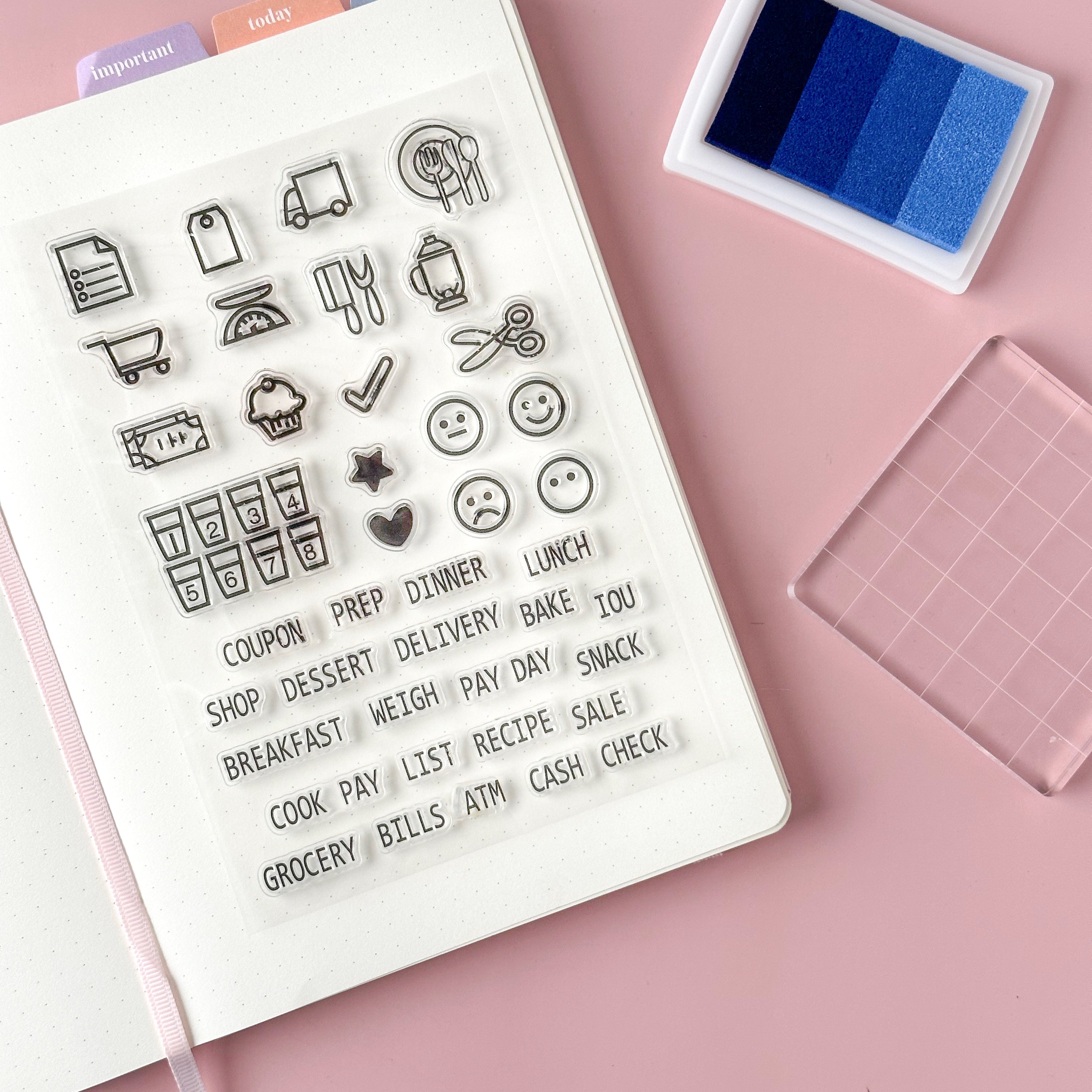 Effortlessly plan your meals and grocery shopping with our dedicated BUJO stamps, featuring a variety of icons and symbols for meal prep, grocery lists, and recipe organization. These stamps are sold at BBB Supplies Craft Shop.
