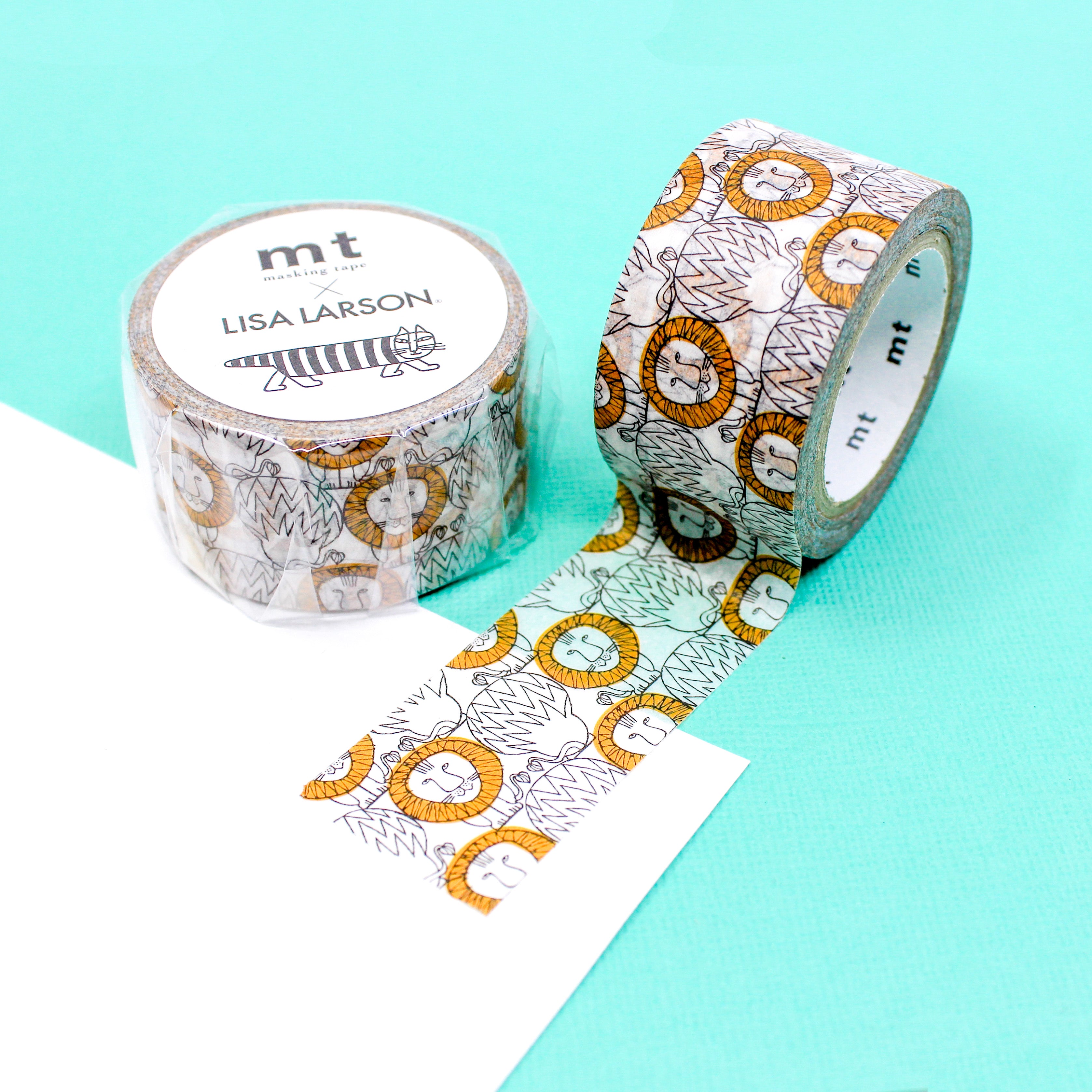 Elevate your crafts with our captivating Lisa Larson X MT brand collaboration playful lion washi tape, showcasing an adorable lion illustration evoking a sense of playfulness and artistry. This tape is from MT Brand and is sold at BBB Supplies Craft Shop.