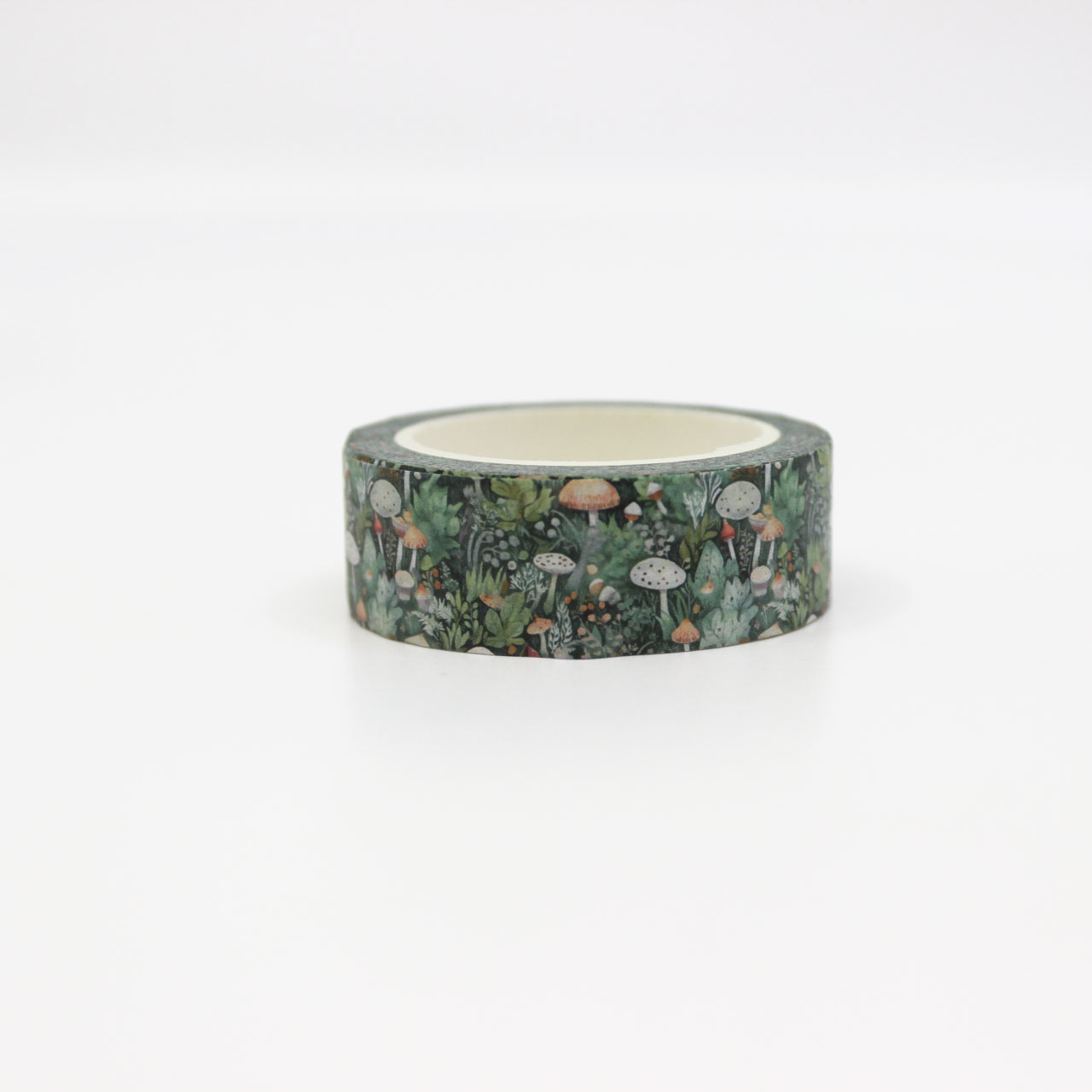 Enchant your projects with this whimsical washi tape featuring a mystical forest scene of mushrooms and foliage, ideal for nature-themed crafts and journals. This tape is sold at BBB Supplies Craft Shop.
