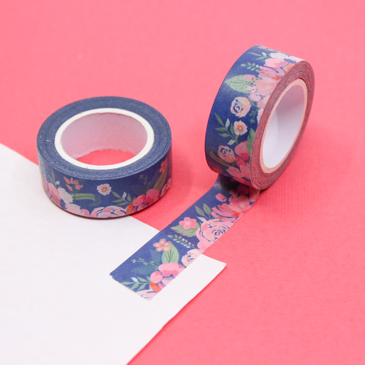 Elevate your crafts with our Navy Blue Floral Washi Tape, featuring a timeless floral pattern in a rich navy blue hue. Ideal for adding a touch of classic elegance to your projects. This tape is sold at BBB Supplies Craft Shop.
