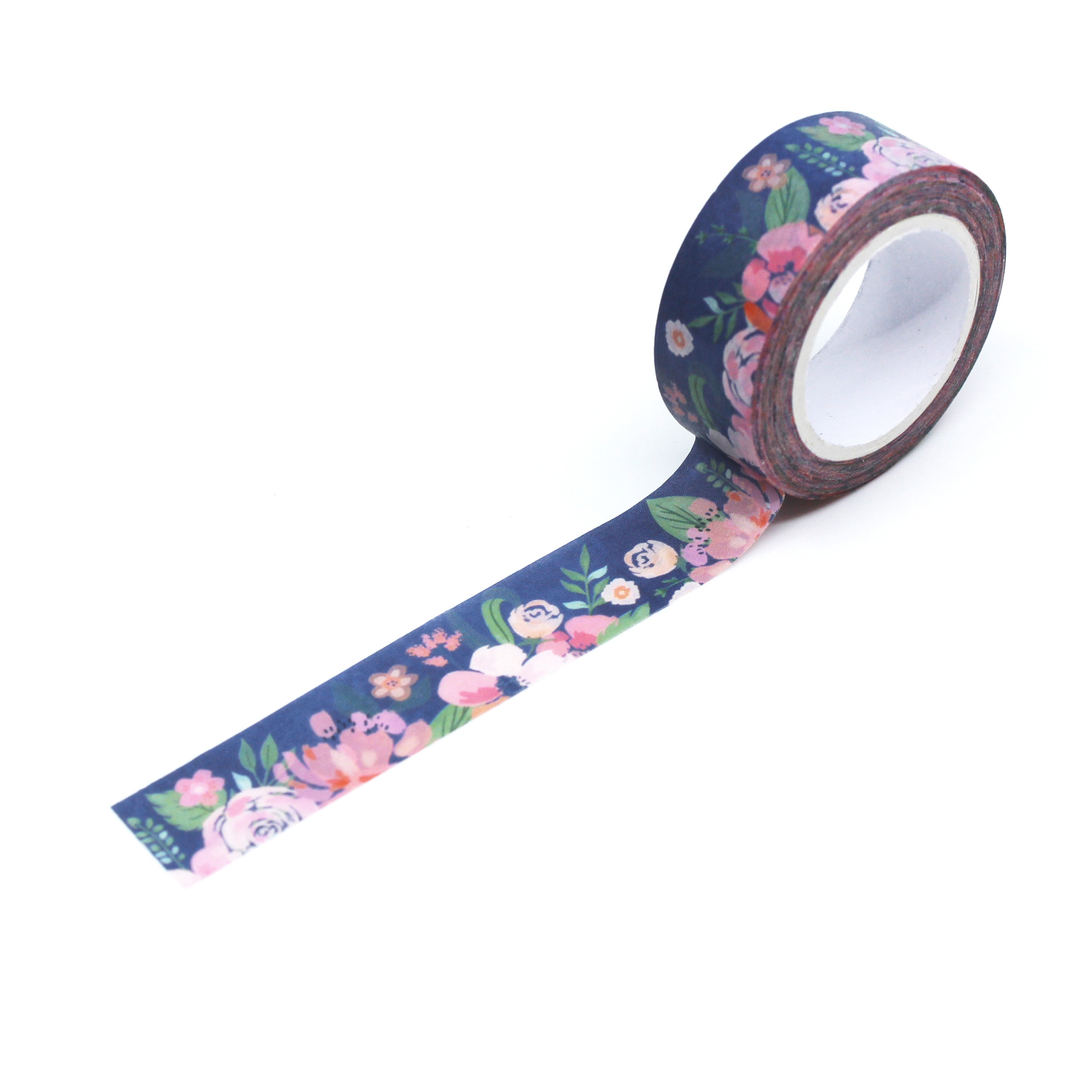 Elevate your crafts with our Navy Blue Floral Washi Tape, featuring a timeless floral pattern in a rich navy blue hue. Ideal for adding a touch of classic elegance to your projects. This tape is sold at BBB Supplies Craft Shop.