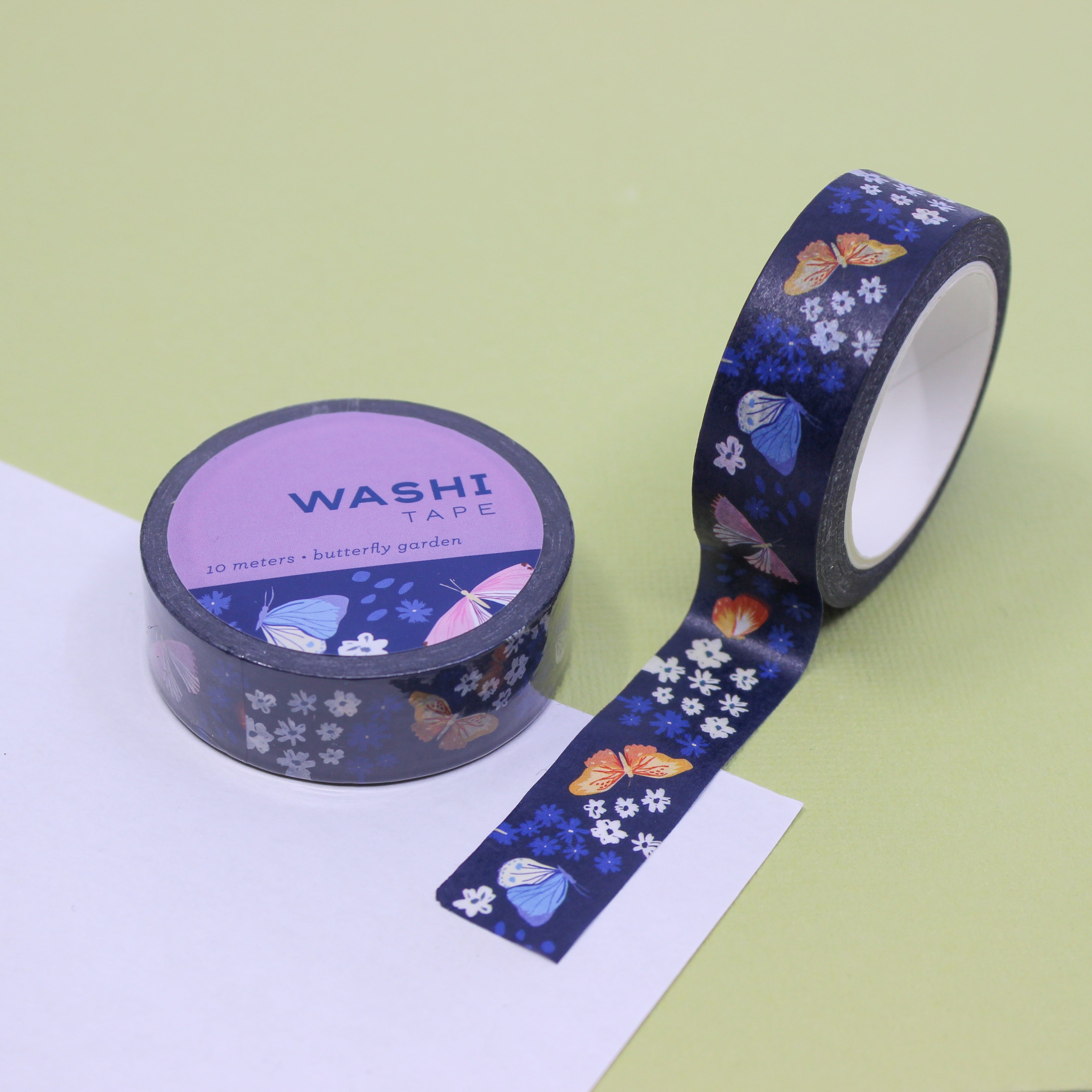 Elevate your crafts with our Navy Kyoto Butterfly Washi Tape, featuring elegant butterfly motifs in a serene navy blue hue. Perfect for adding a touch of Asian-inspired beauty to your projects. This tape is designed by Girl of All Work and sold at BBB Supplies Craft Shop.