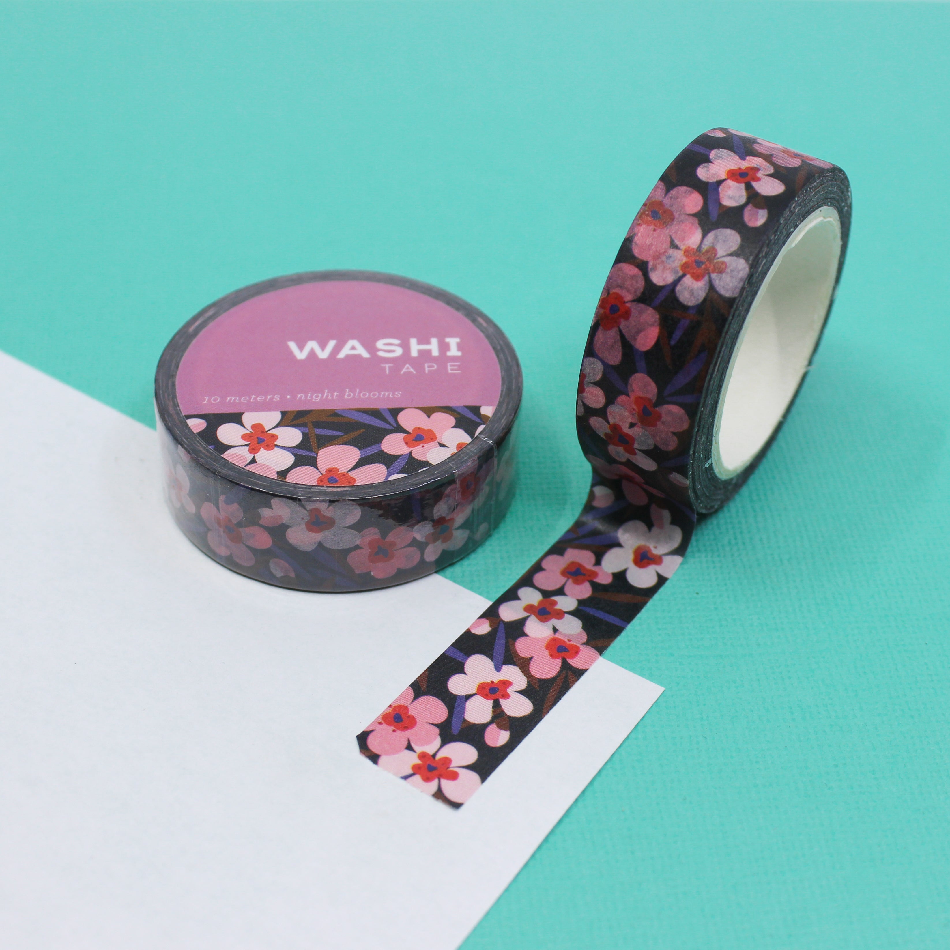 Infuse your creations with the elegance of evening blooms using our floral washi tape, adorned with charming flowers that evoke the tranquility and charm of an evening garden. This tape is designed by Girl of All Work and sold at BBB Supplies Craft Shop.