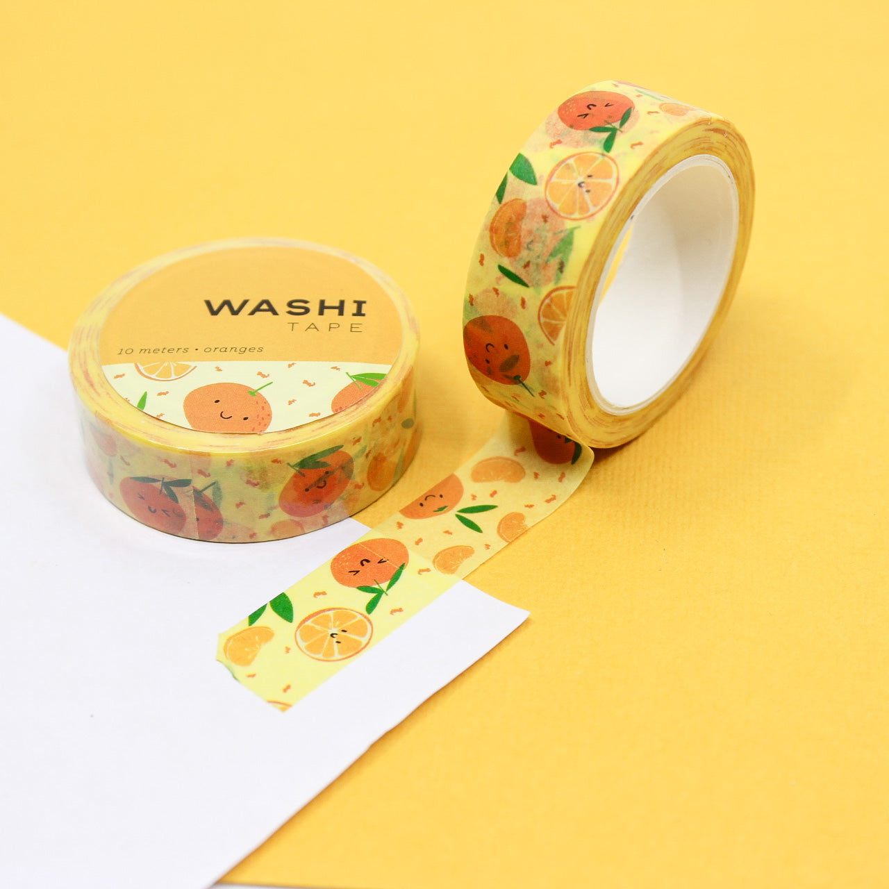 Cutie Oranges Washi Tape with vibrant mini oranges against a soft background, ideal for decorating planners, scrapbooks, and journals.