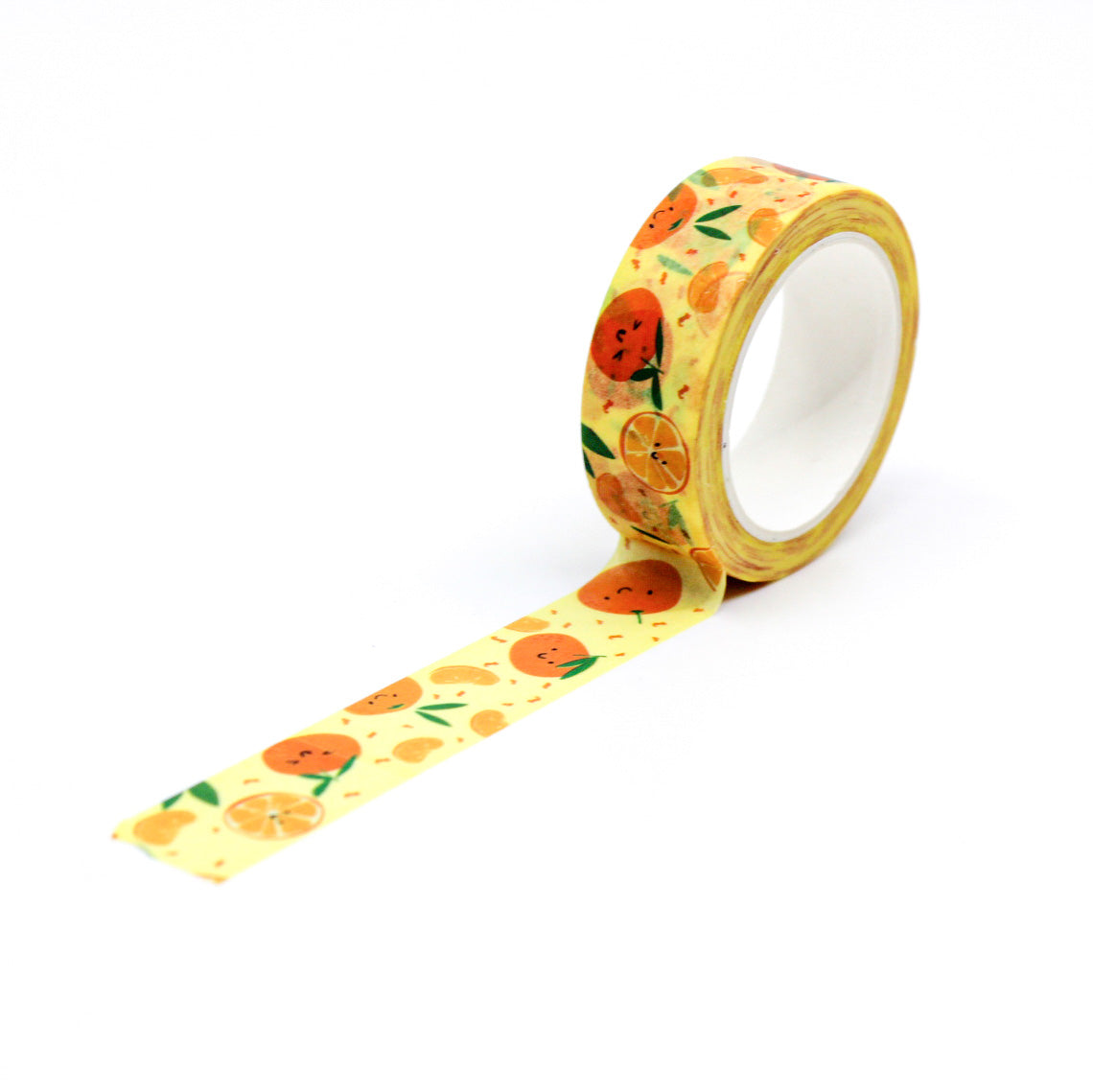 Cutie Oranges Washi Tape with vibrant mini oranges against a soft background, ideal for decorating planners, scrapbooks, and journals.